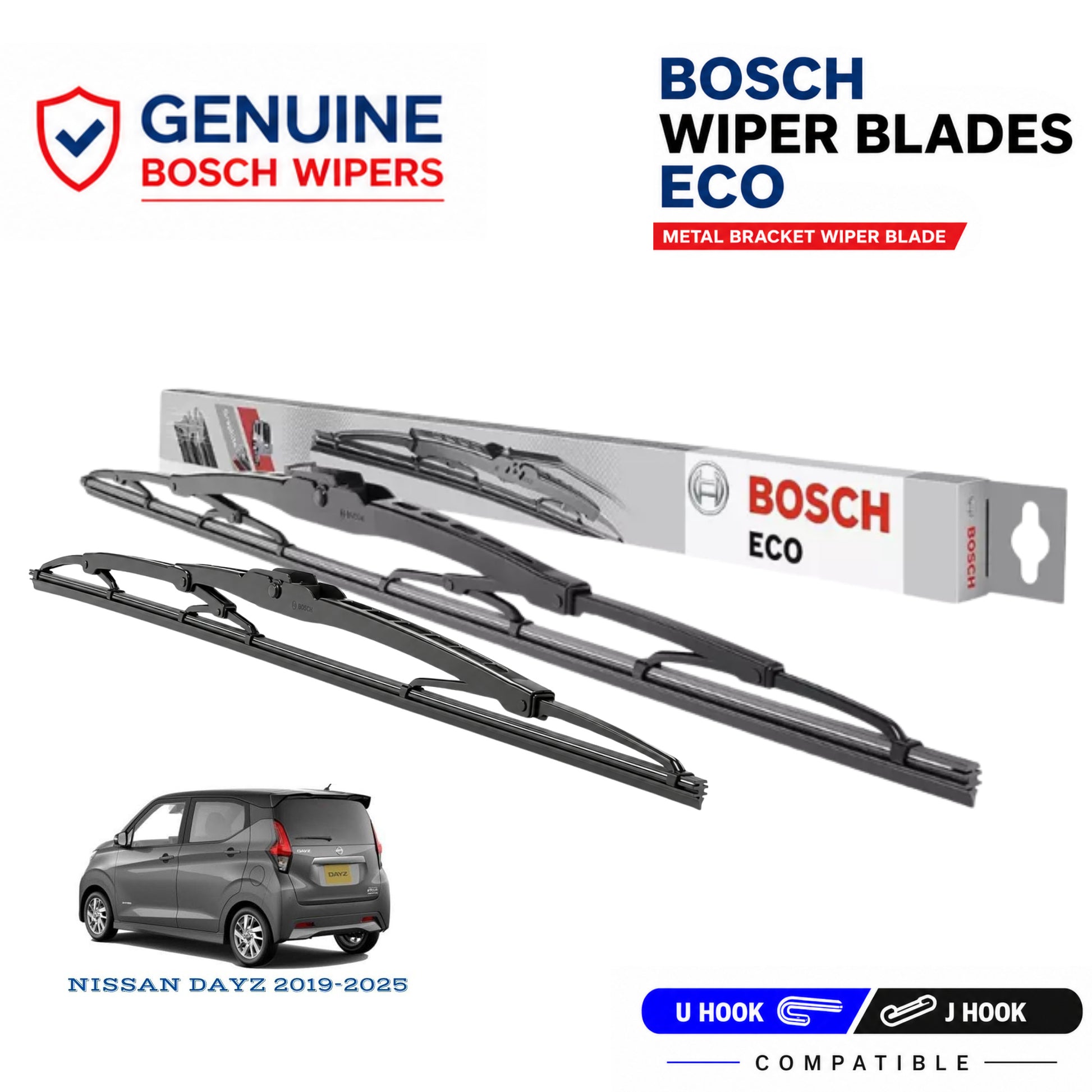 Bosch Genuine metal front wiper set for Nissan Dayz 2019-2025, pair of two