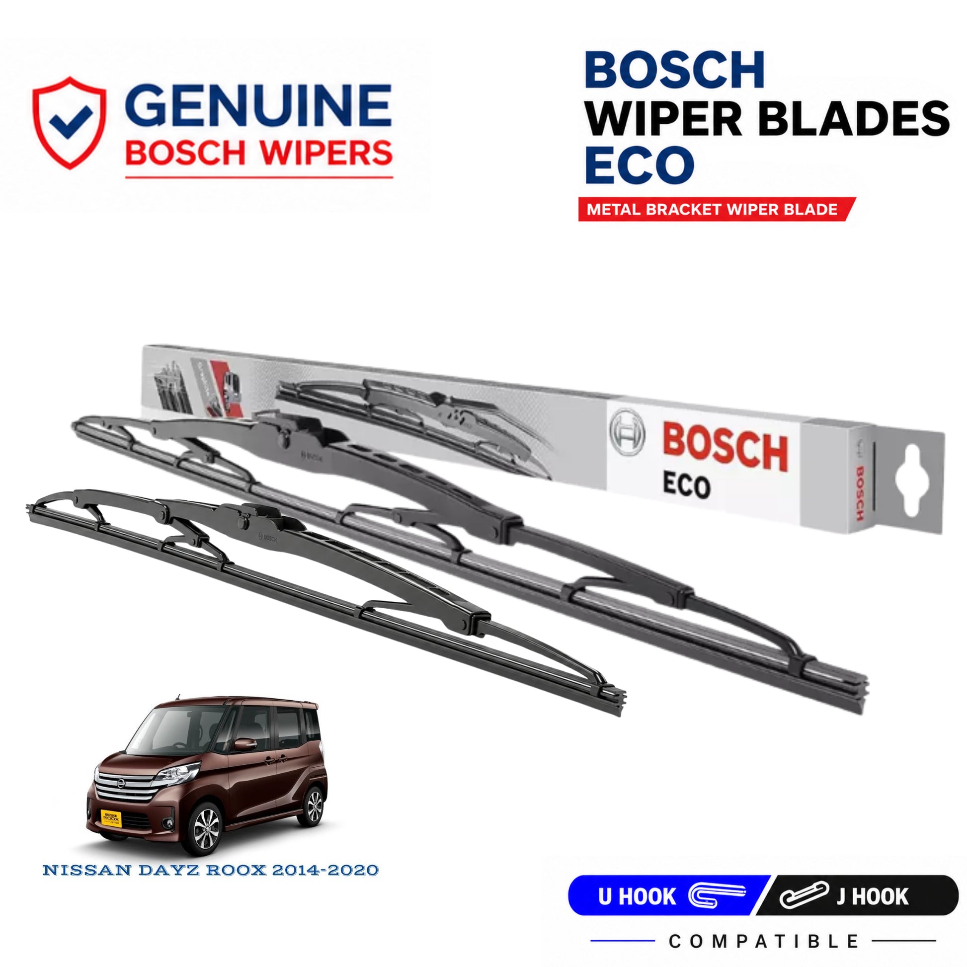 Bosch Genuine metal front wiper set for Nissan Dayz Roox 2014-2020, pair of two