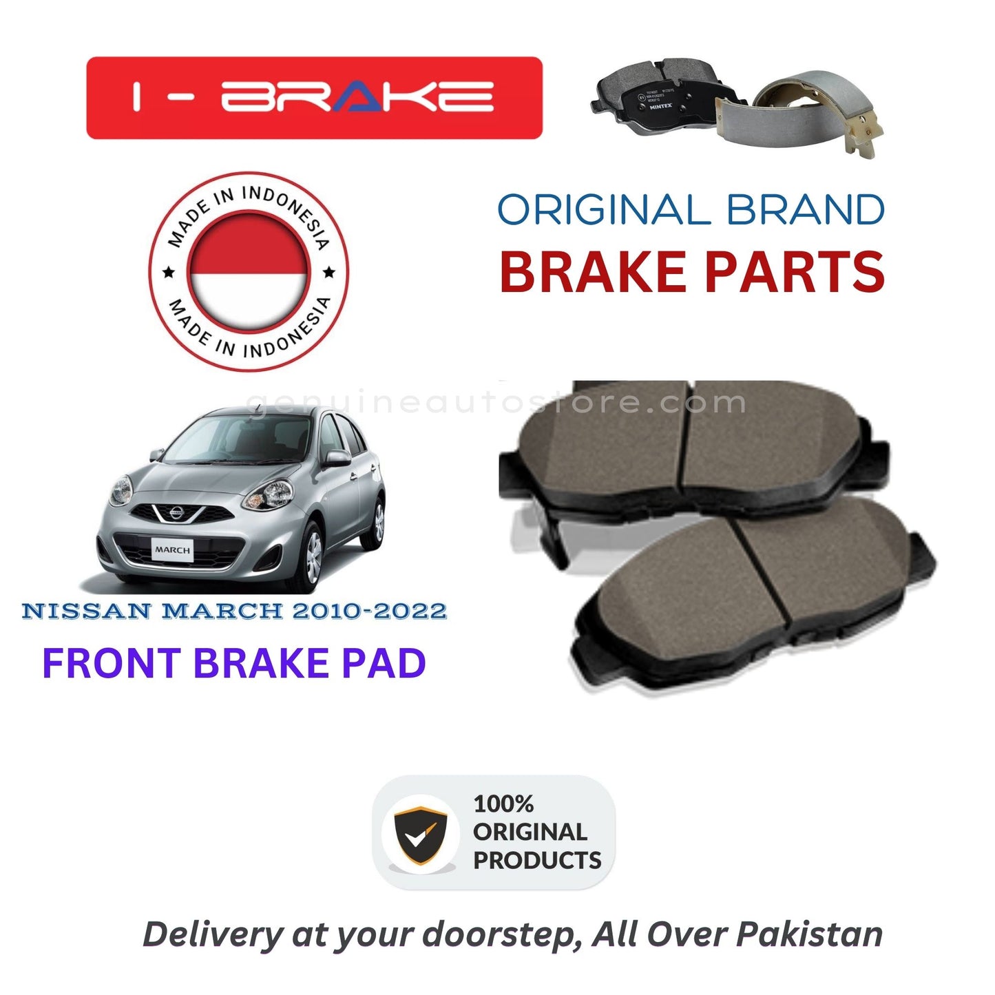 NISSAN MARCH 2010-2022 Front Brake Pads iBrake Indonesia Genuine
