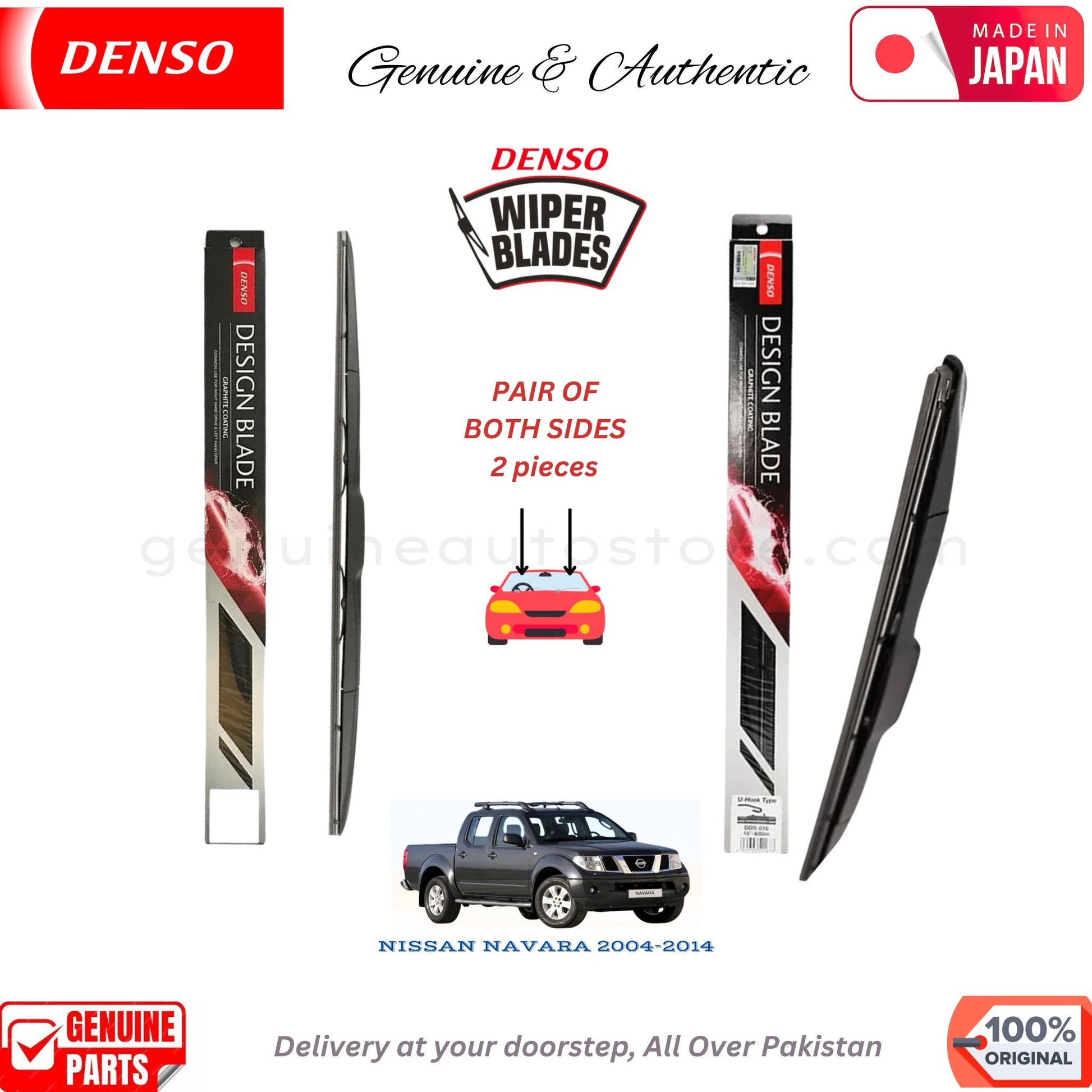 NISSAN NAVARA 2004-2014 DENSO JAPAN WIPER BLADE SET in Pakistan. 100% Genuine, Original, Best Price, Cash on Delivery Available