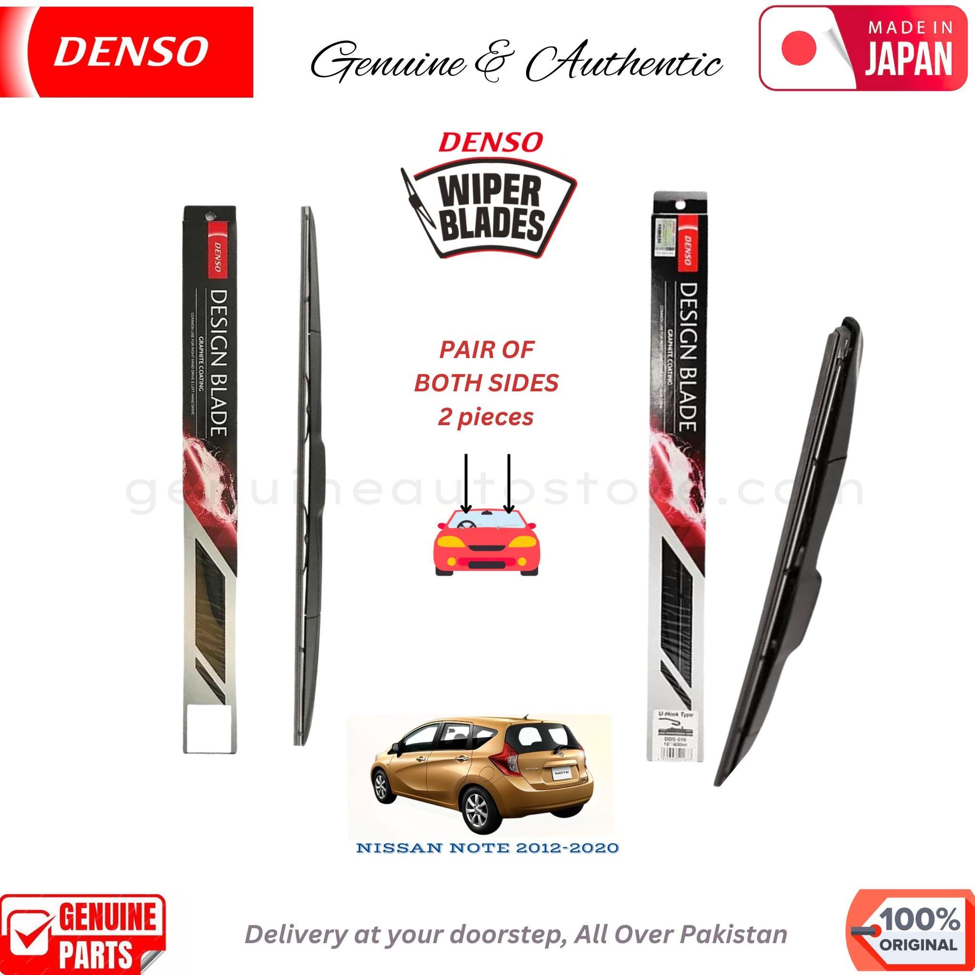 NISSAN NOTE 2012-2020 DENSO JAPAN WIPER BLADE SET in Pakistan. 100% Genuine, Original, Best Price, Cash on Delivery Available