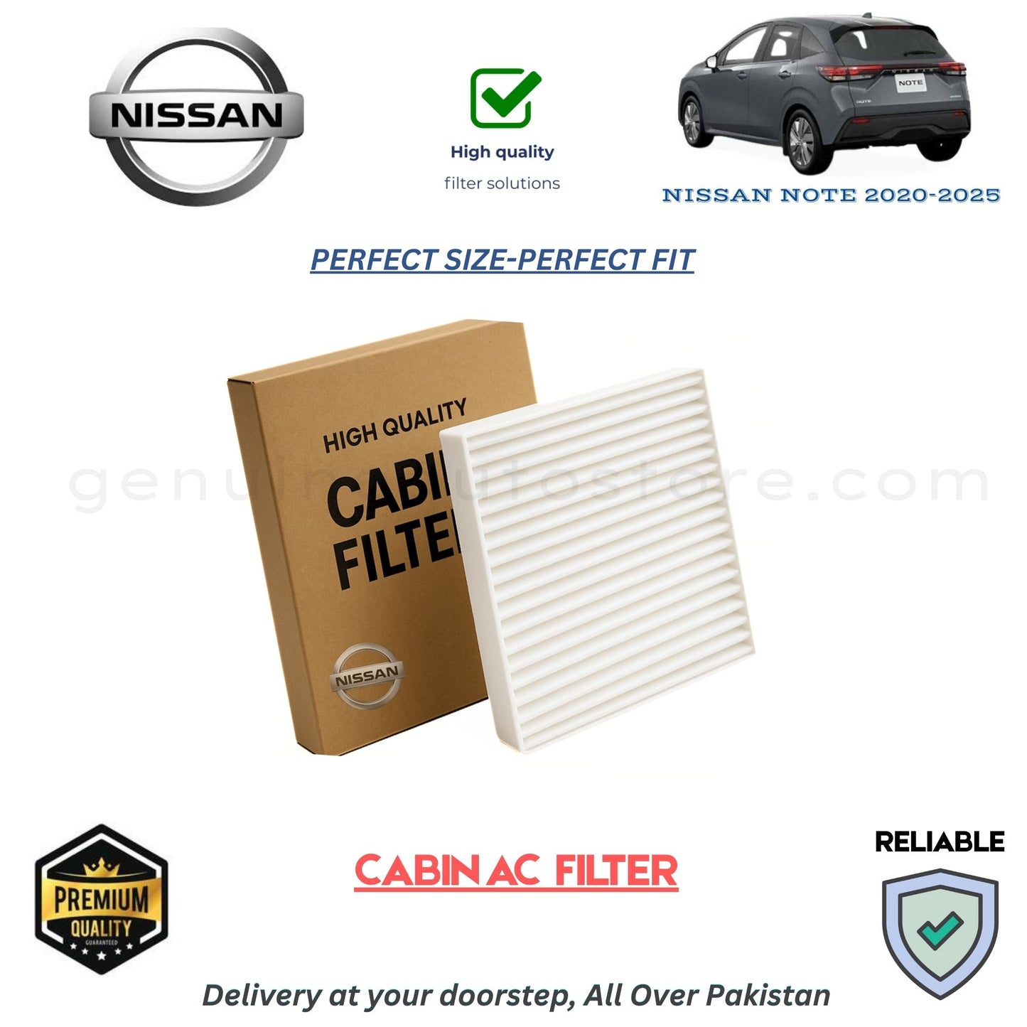 NISSAN NOTE 2020-2025 CABIN AC FILTER in Pakistan. 100% Genuine, Reliable, Best Price, Cash on Delivery Available  