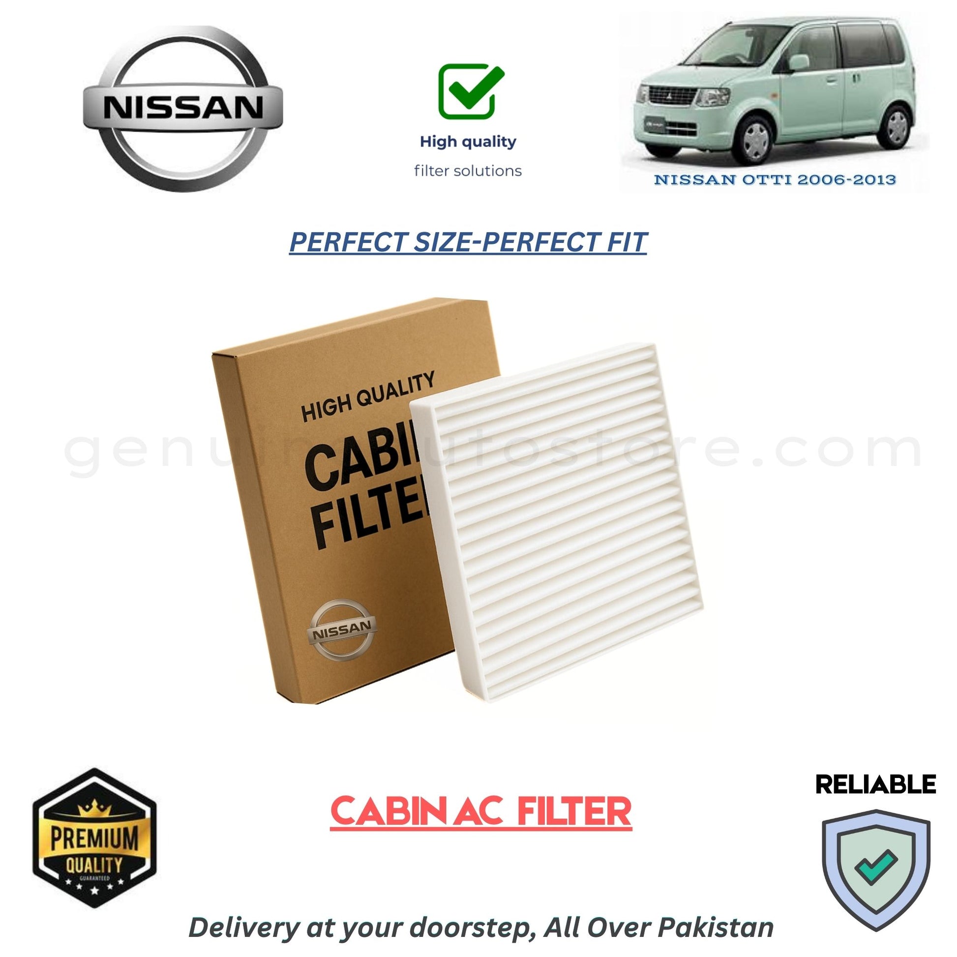 NISSAN OTTI 2006-2013 CABIN AC FILTER in Pakistan. 100% Genuine, Reliable, Best Price, Cash on Delivery Available 