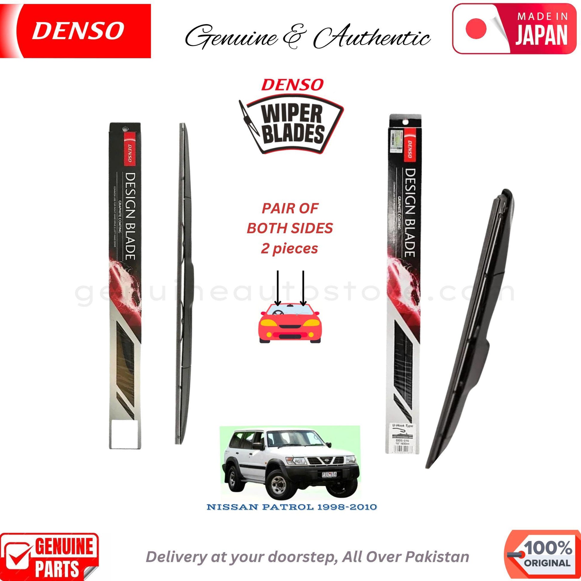 NISSAN PATROL 1998-2010 DENSO JAPAN WIPER BLADE SET in Pakistan. 100% Genuine, Original, Best Price, Cash on Delivery Available
