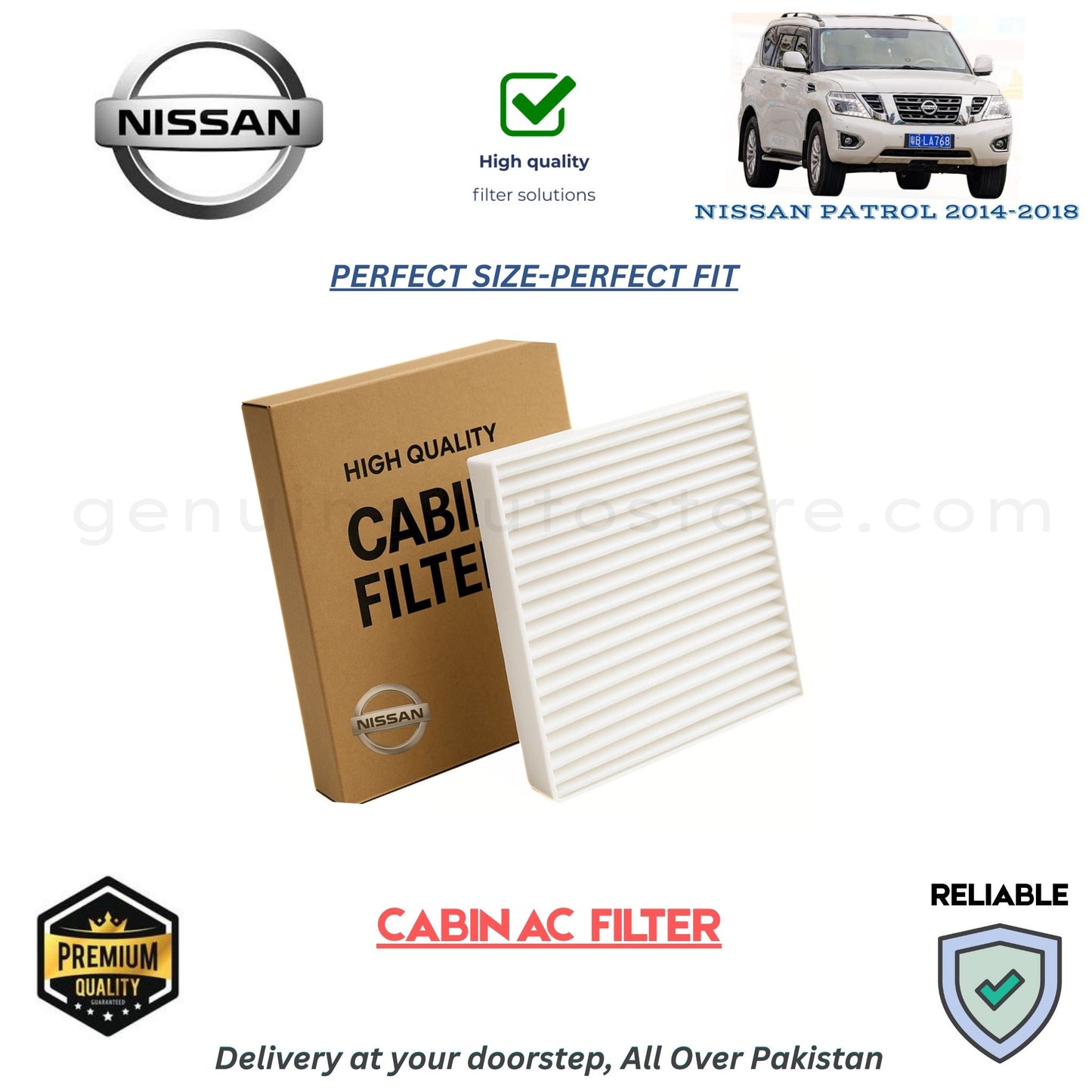 NISSAN PATROL 2014-2018 CABIN AC FILTER in Pakistan. 100% Genuine, Reliable, Best Price, Cash on Delivery Available 