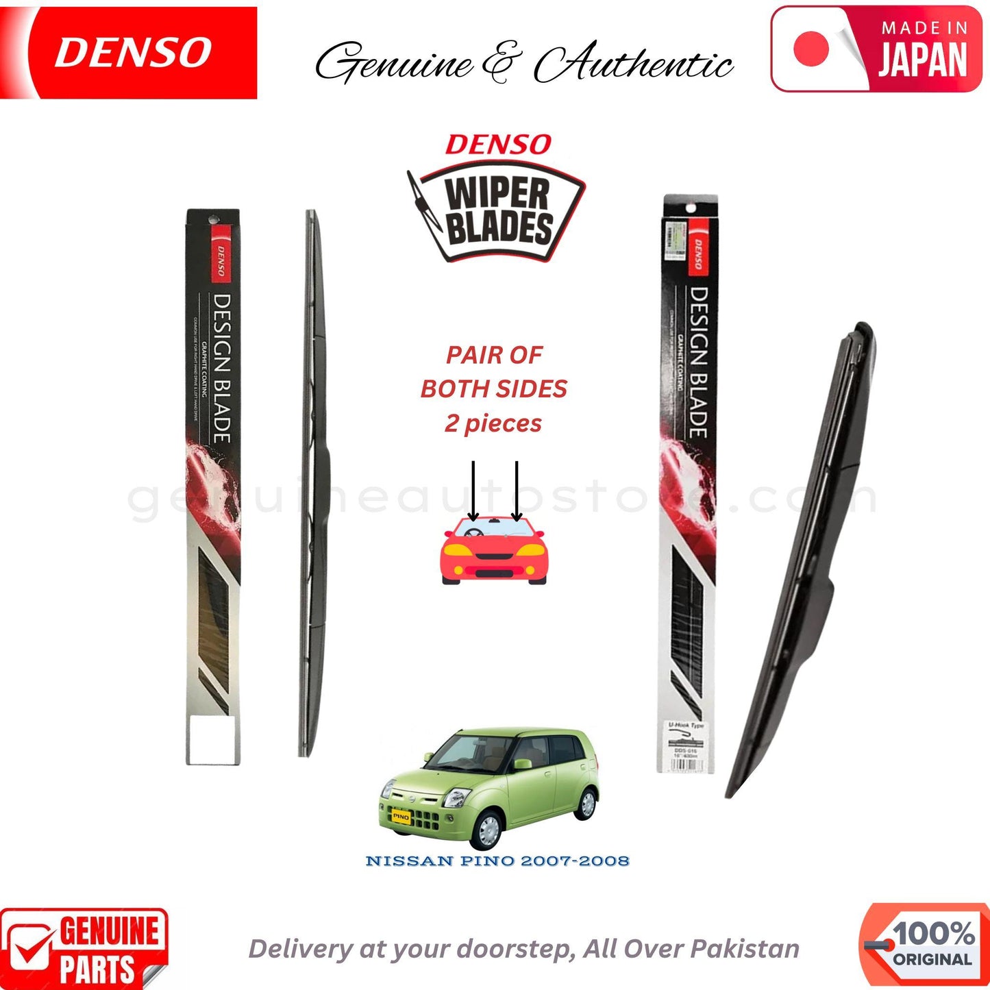 NISSAN PINO 2007-2008 DENSO JAPAN WIPER BLADE SET in Pakistan. 100% Genuine, Original, Best Price, Cash on Delivery Available
