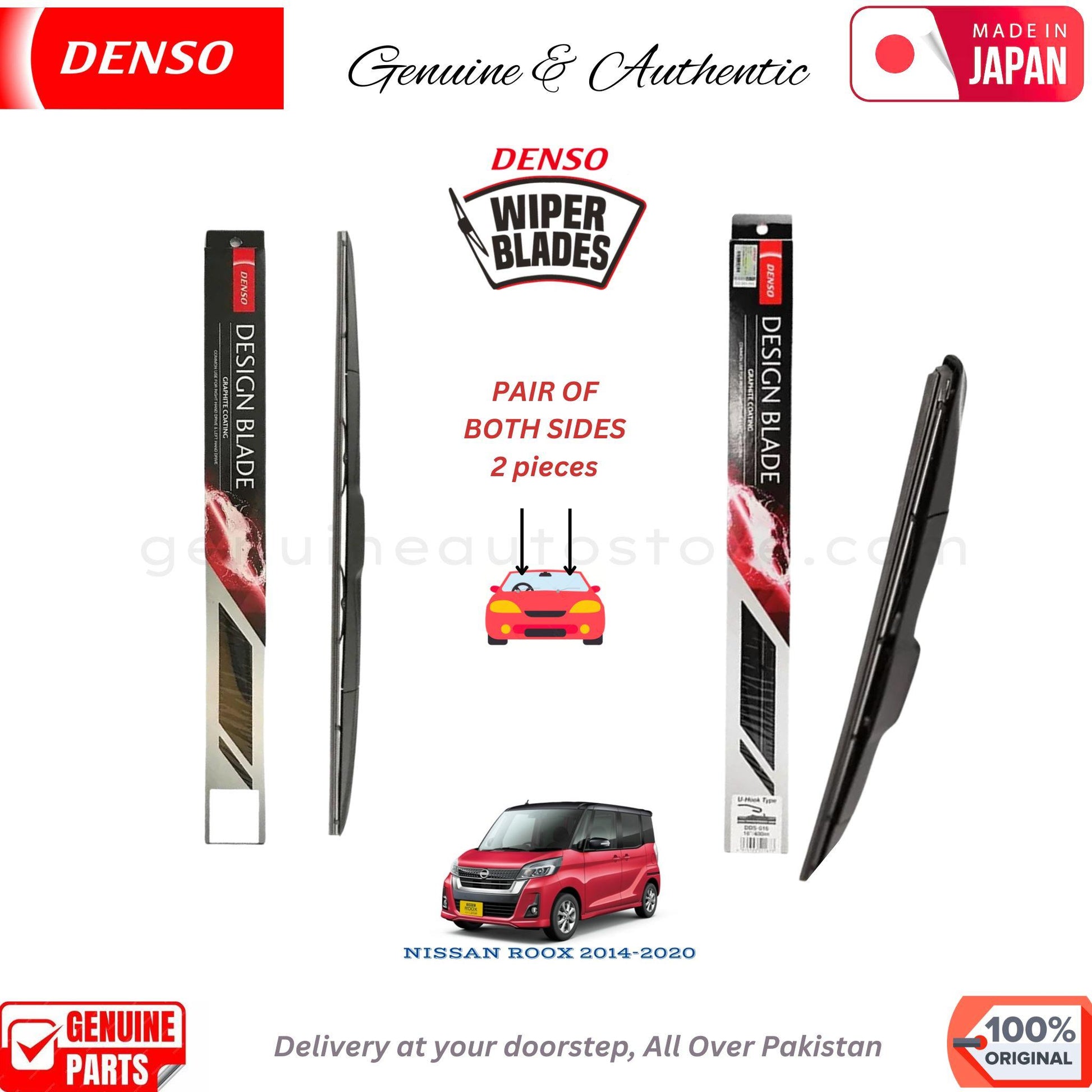 NISSAN ROOX 2014-2020 DENSO JAPAN WIPER BLADE SET in Pakistan. 100% Genuine, Original, Best Price, Cash on Delivery Available
