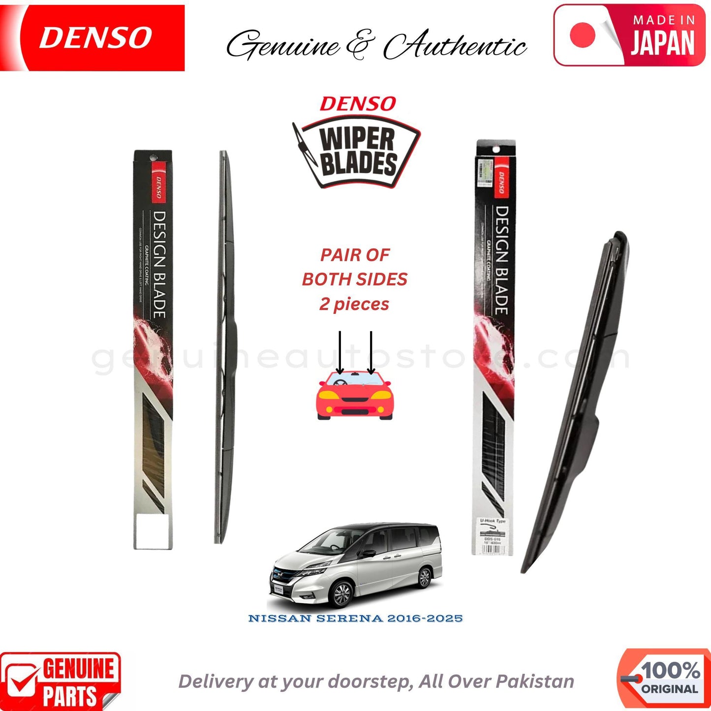 NISSAN SERENA 2016-2025 DENSO JAPAN WIPER BLADE SET in Pakistan. 100% Genuine, Original, Best Price, Cash on Delivery Available
