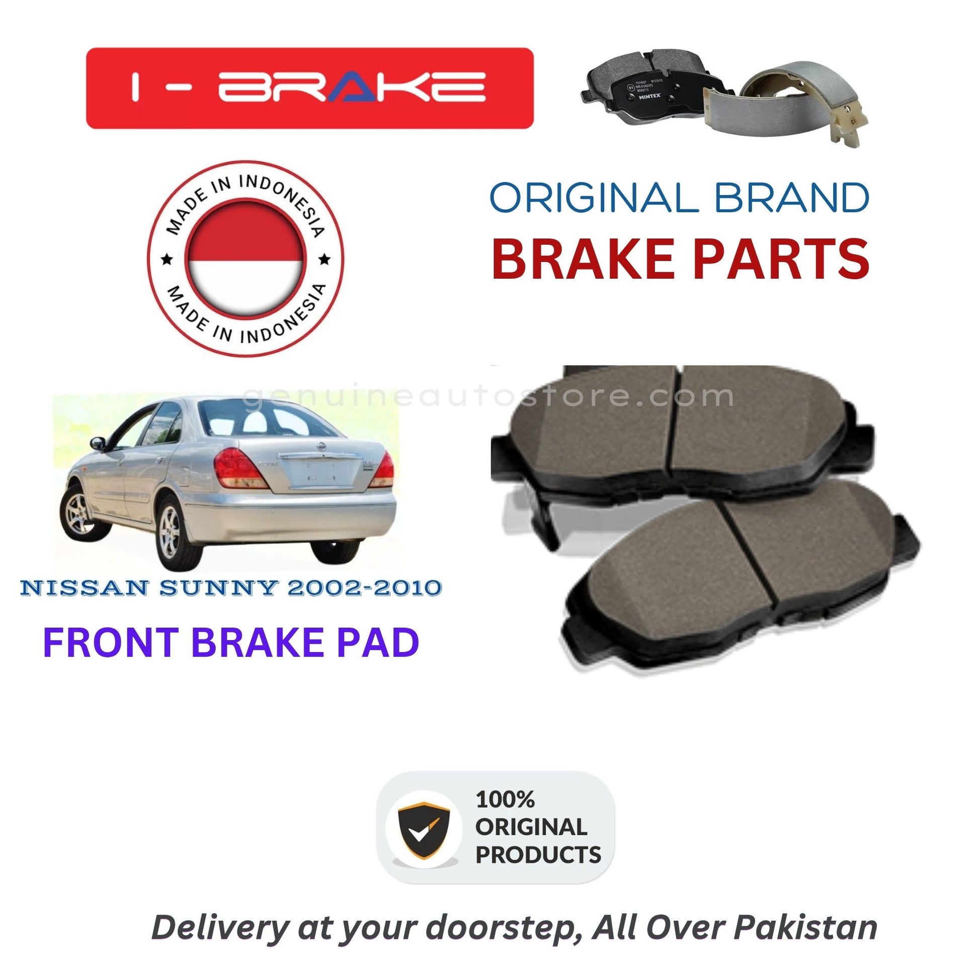 NISSAN SUNNY 2002-2010 Front Brake Pads iBrake Indonesia Genuine