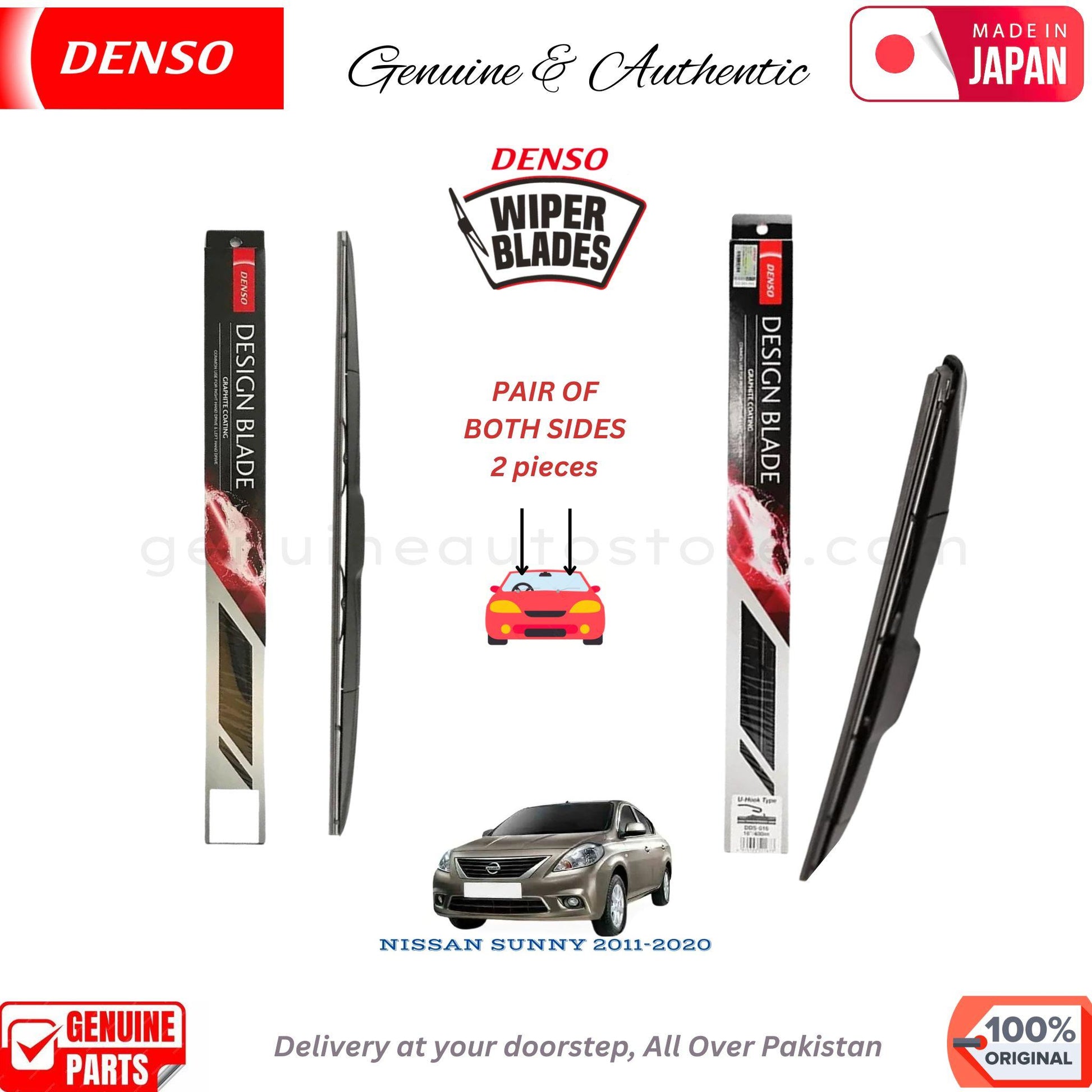 NISSAN SUNNY 2011-2020 DENSO JAPAN WIPER BLADE SET in Pakistan. 100% Genuine, Original, Best Price, Cash on Delivery Available
