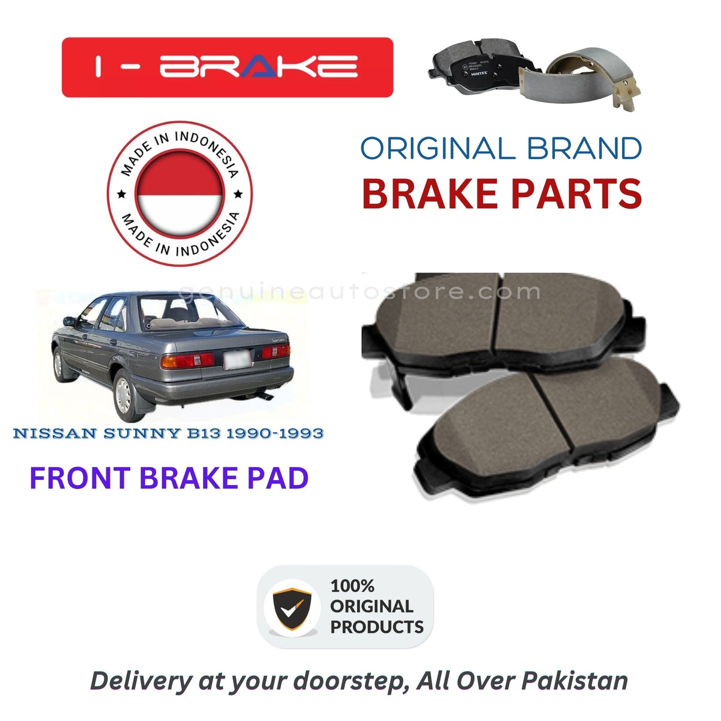 NISSAN SUNNY B13 1990-1993 Front Brake Pads iBrake Indonesia Genuine
