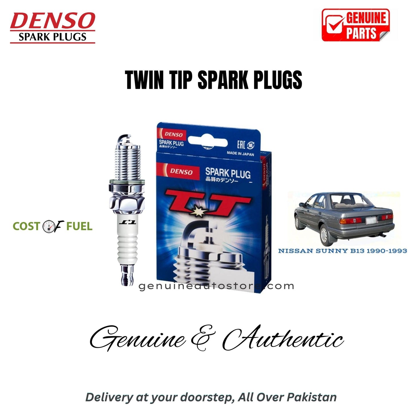 NISSAN SUNNY B13 1990-1993 DENSO Twin Tip Spark Plugs 4pcs in Pakistan – genuine replacement, better mileage and smooth performance