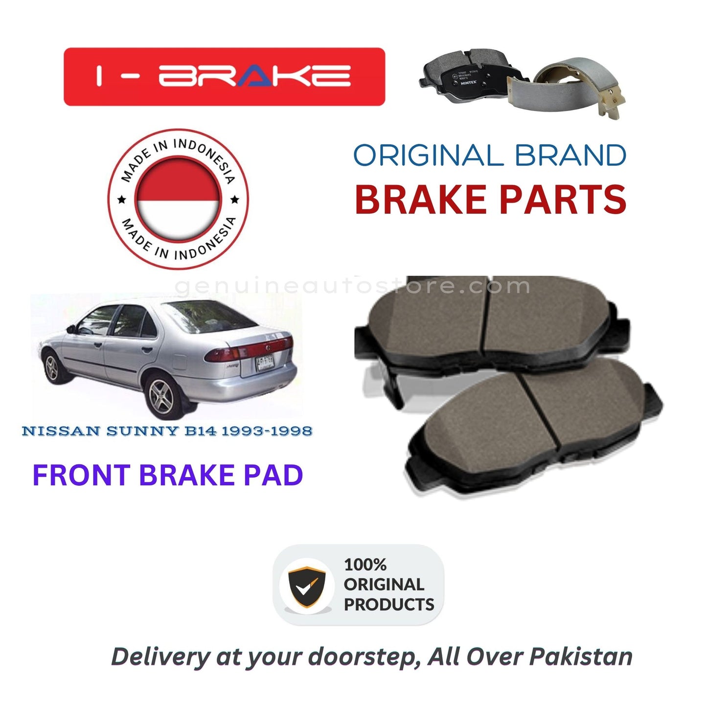 NISSAN SUNNY B14 1993-1998 Front Brake Pads iBrake Indonesia Genuine
