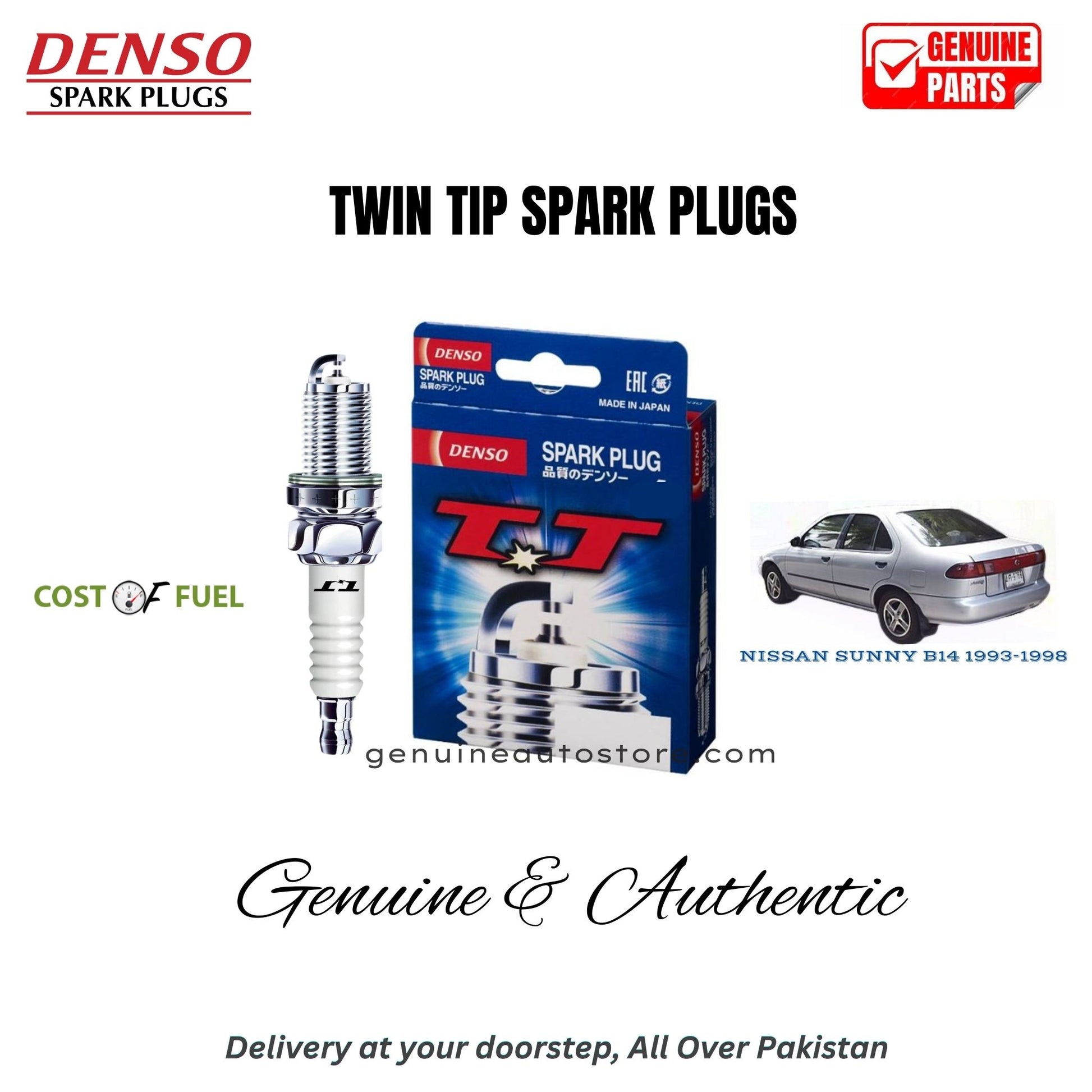 NISSAN SUNNY B14 1993-1998 DENSO Twin Tip Spark Plugs 4pcs in Pakistan – genuine replacement, better mileage and smooth performance