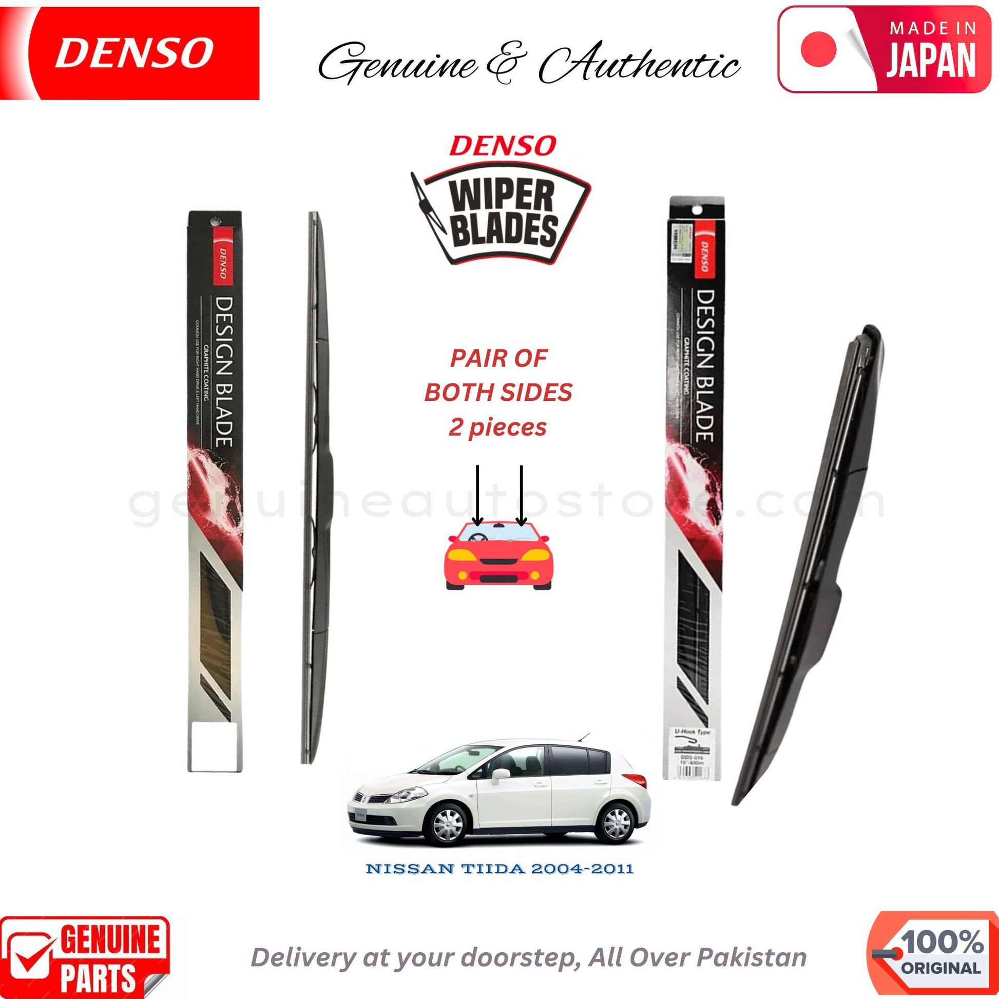 NISSAN TIIDA 2004-2011 DENSO JAPAN WIPER BLADE SET in Pakistan. 100% Genuine, Original, Best Price, Cash on Delivery Available
