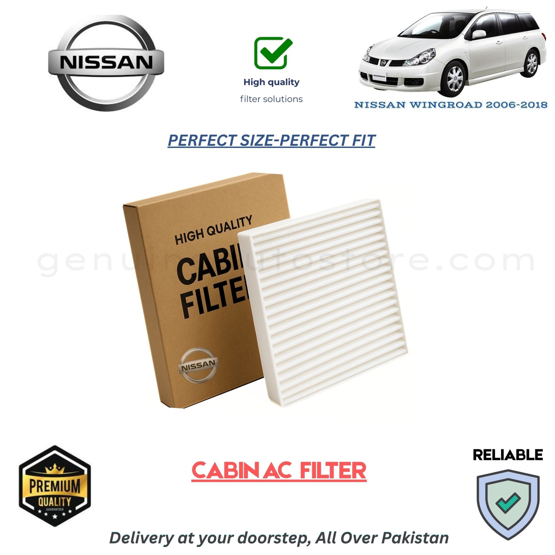 NISSAN WINGROAD 2006-2018 CABIN AC FILTER in Pakistan. 100% Genuine, Reliable, Best Price, Cash on Delivery Available 