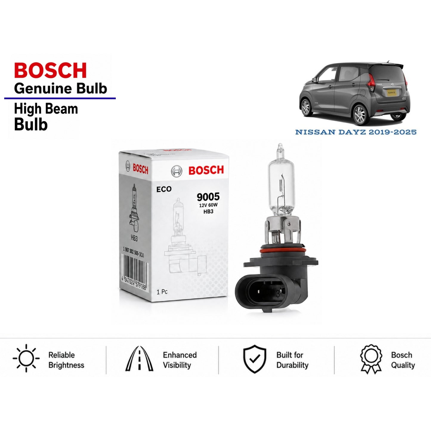 Nissan Days 2019-2025 High Beam Headlight Bulb Bosch in Pakistan 