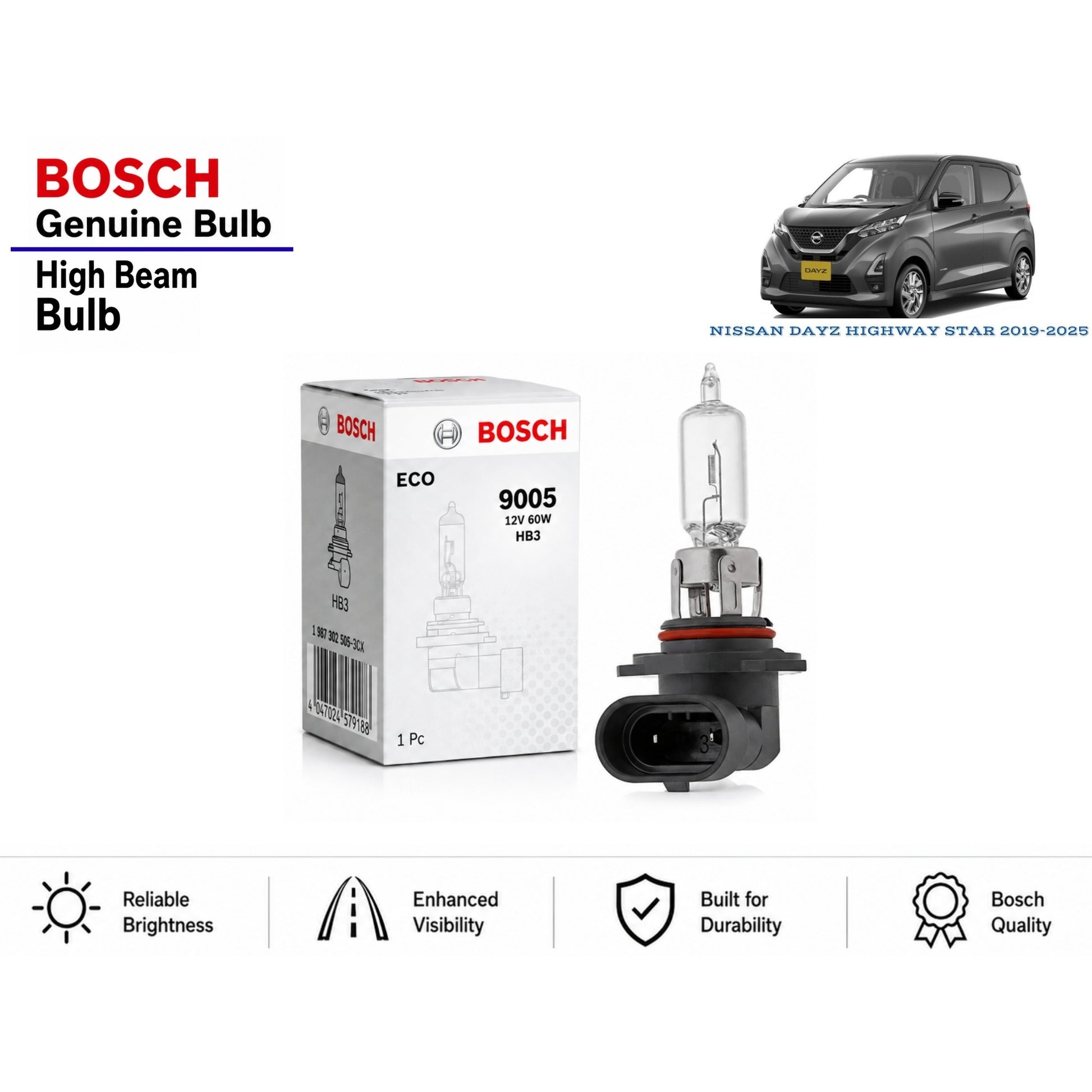 Nissan Days Highway Star 2019-2025 High Beam Headlight Bulb Bosch in Pakistan