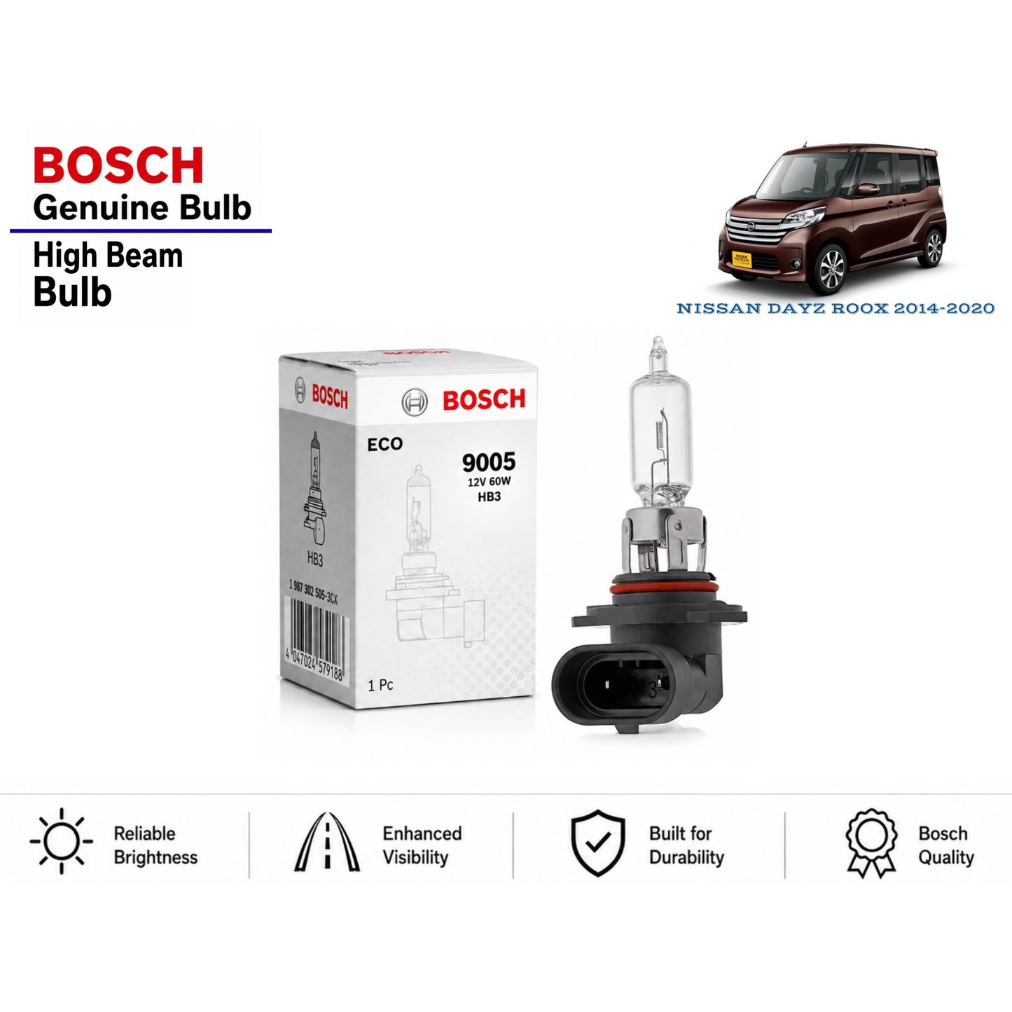 Nissan Days Roox 2014-2020 High Beam Headlight Bulb Bosch in Pakistan 