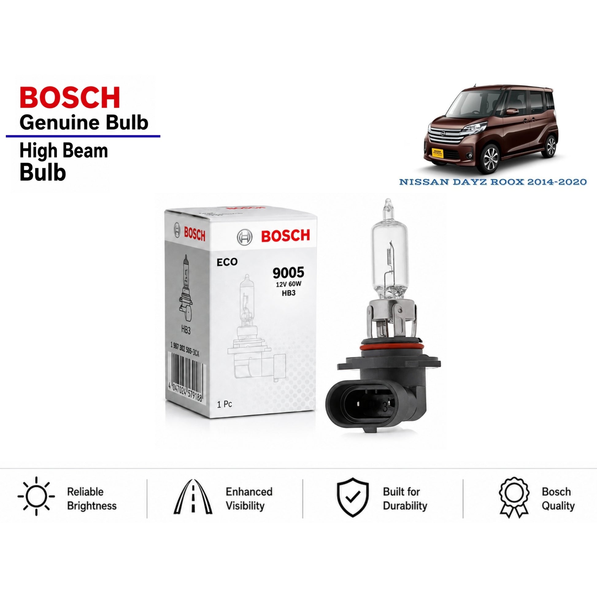 Nissan Days Roox 2014-2020 High Beam Headlight Bulb Bosch in Pakistan 