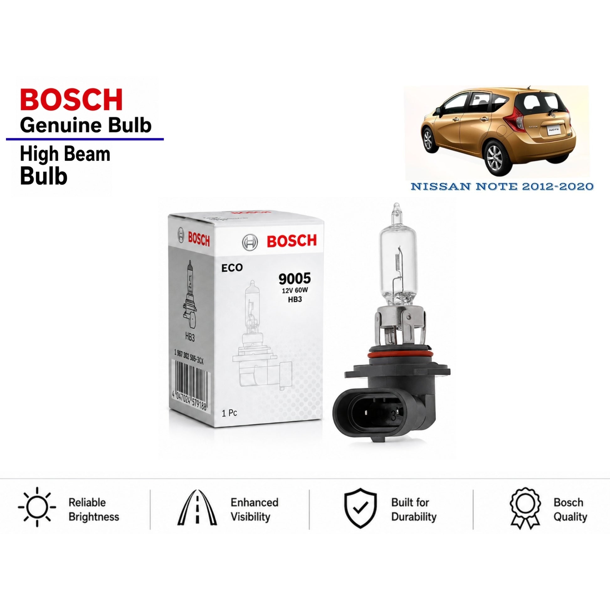 Nissan Note 2012-2020 High Beam Headlight Bulb Bosch in Pakistan 