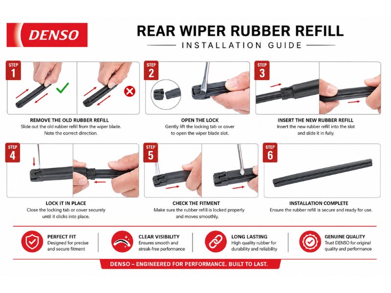 Original Denso rear wiper rubber replacement in Pakistan