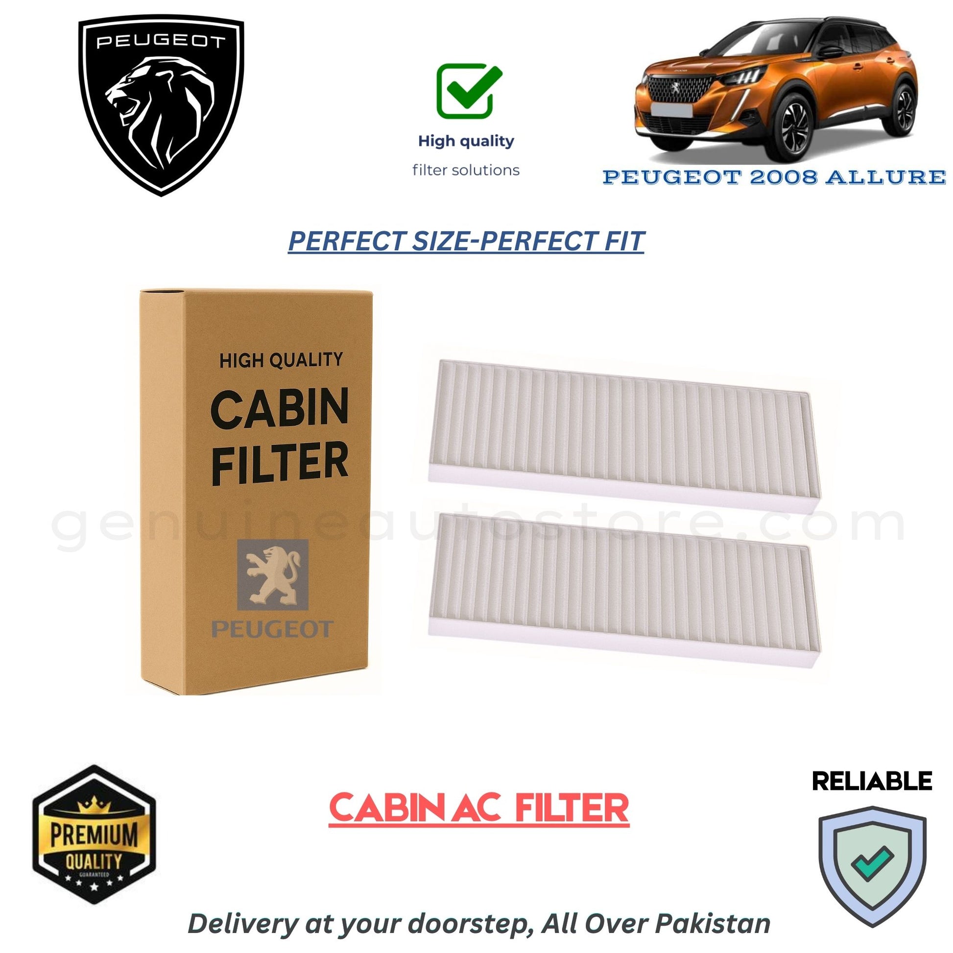 PEUGEOT 2008 ACTIVE CABIN AC FILTER in Pakistan. 100% Genuine, Reliable, Best Price, Cash on Delivery Available 