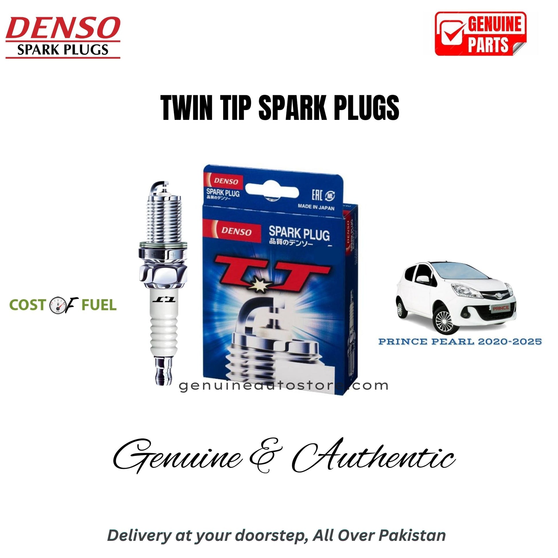 PRINCE PEARL 2020-2025 DENSO Twin Tip Spark Plugs 4pcs in Pakistan – genuine replacement, better mileage and smooth performance