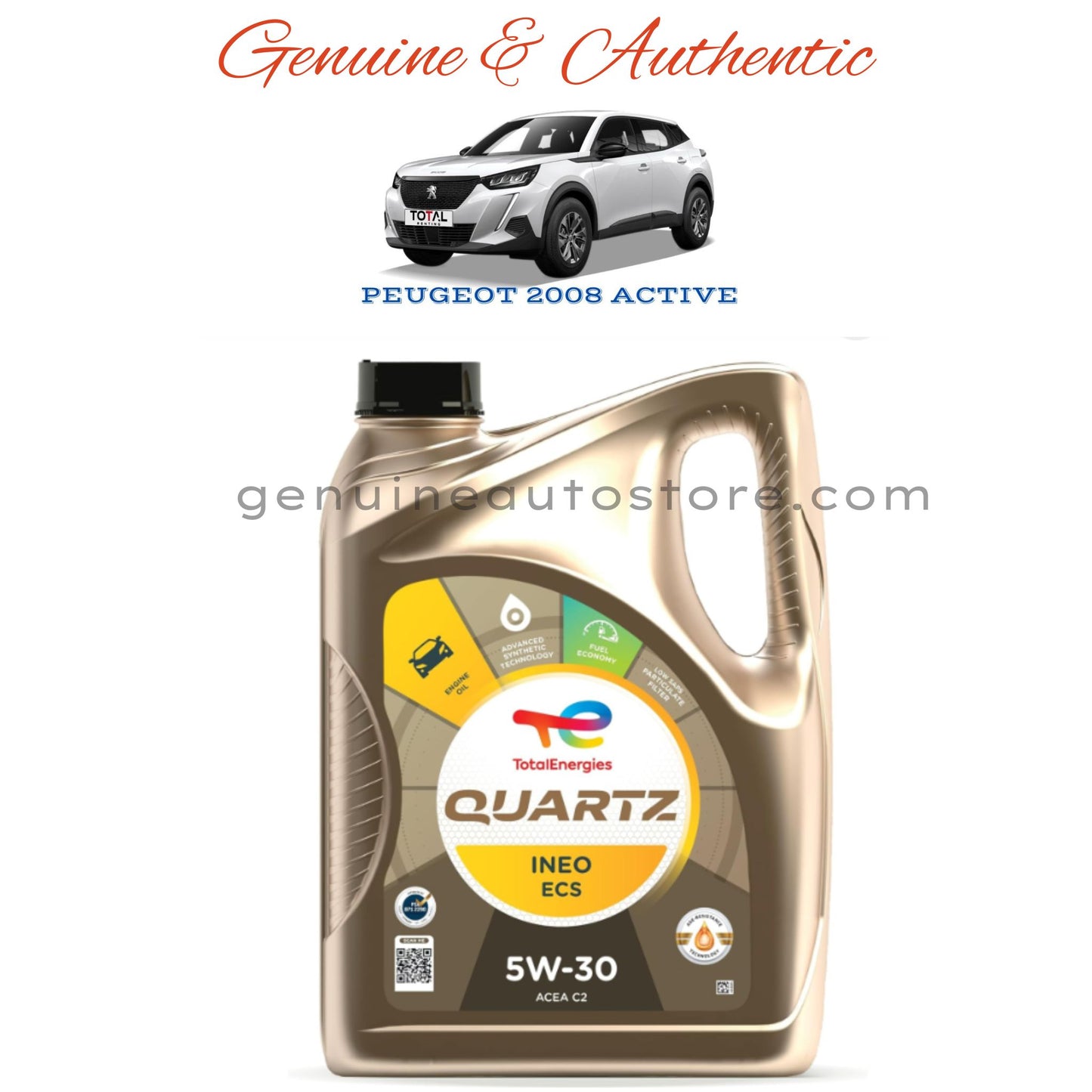 Peugeot 2008 Active Genuine Engine Oil 5W-30 TotalEnergies Quartz INEO ECS - 4 litre