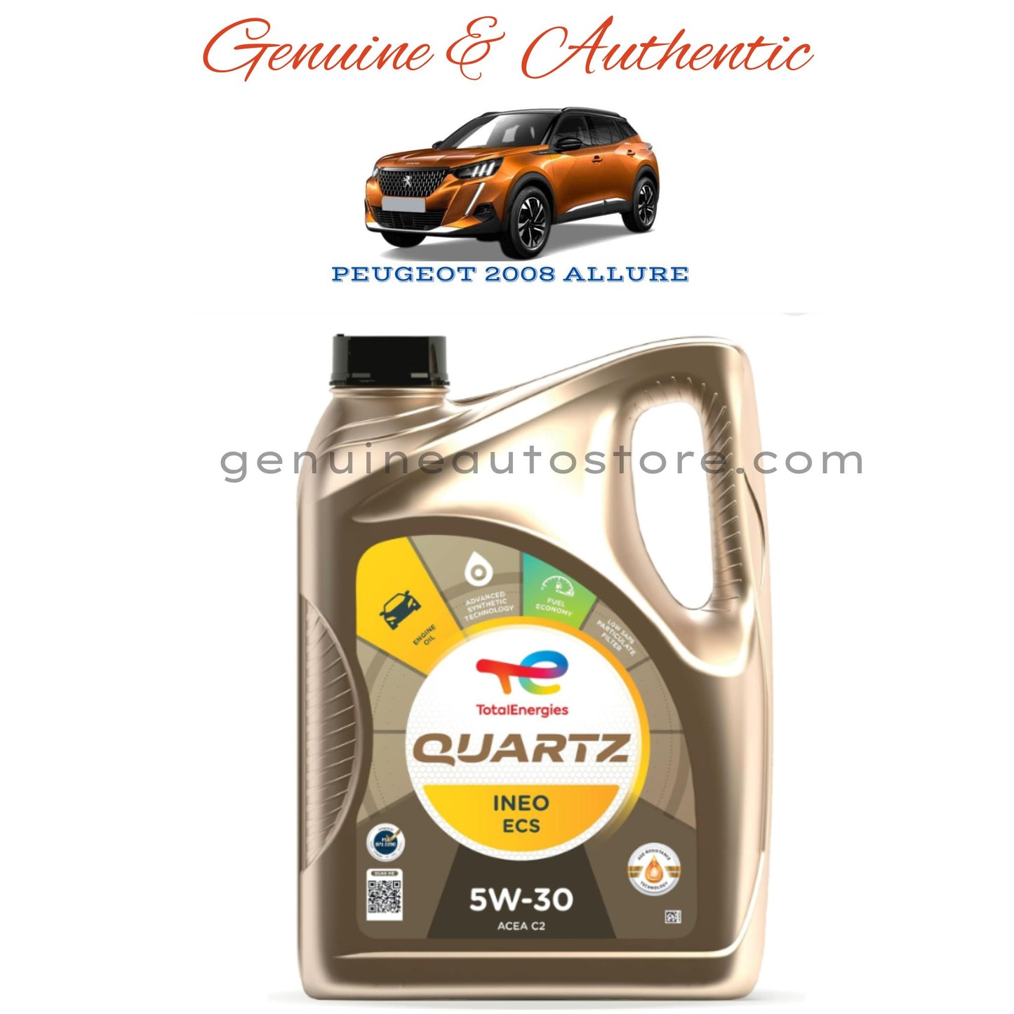 Peugeot 2008 Allure Genuine Engine Oil 5W-30 TotalEnergies Quartz INEO ECS - 4 litre