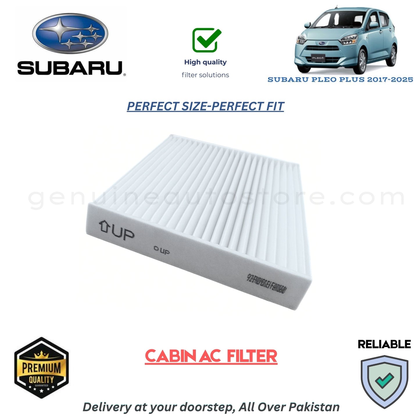 SUBARU PLEO PLUS 2017-2025 CABIN AC FILTER in Pakistan. 100% Genuine, Reliable, Best Price, Cash on Delivery Available 