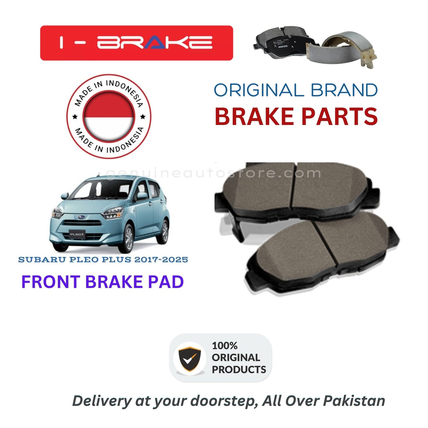 SUBARU PLEO PLUS 2017-2025 Front Brake Pads iBrake Indonesia Genuine