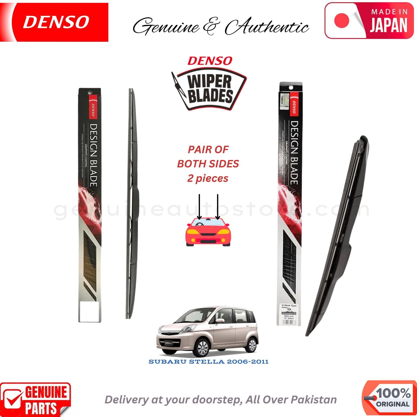 SUBARU STELLA 2006-2011 DENSO JAPAN WIPER BLADE SET in Pakistan. 100% Genuine, Original, Best Price, Cash on Delivery Available