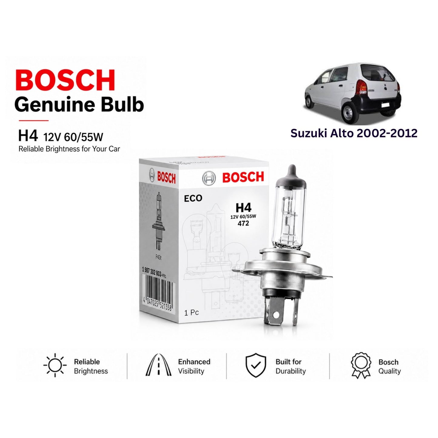 Suzuki Alto 2002-2012 Headlight Bulb Bosch in Pakistan  