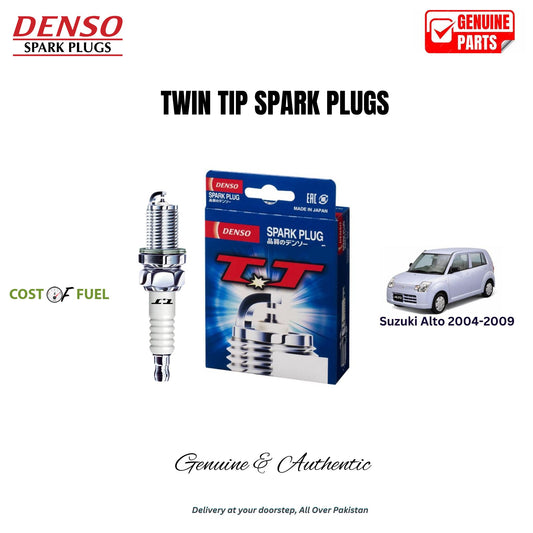 Suzuki Alto 2004-2009 DENSO Twin Tip Spark Plugs 3pcs in Pakistan – genuine replacement, better mileage and smooth performance