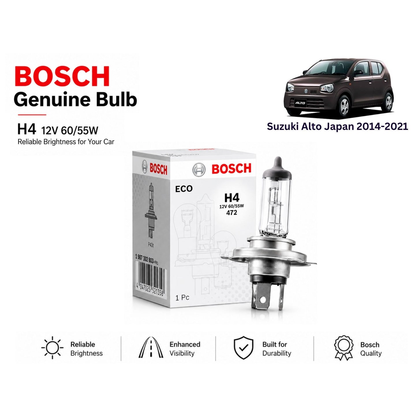 Suzuki Alto Japan 2014-2021 Headlight Bulb Bosch in Pakistan 