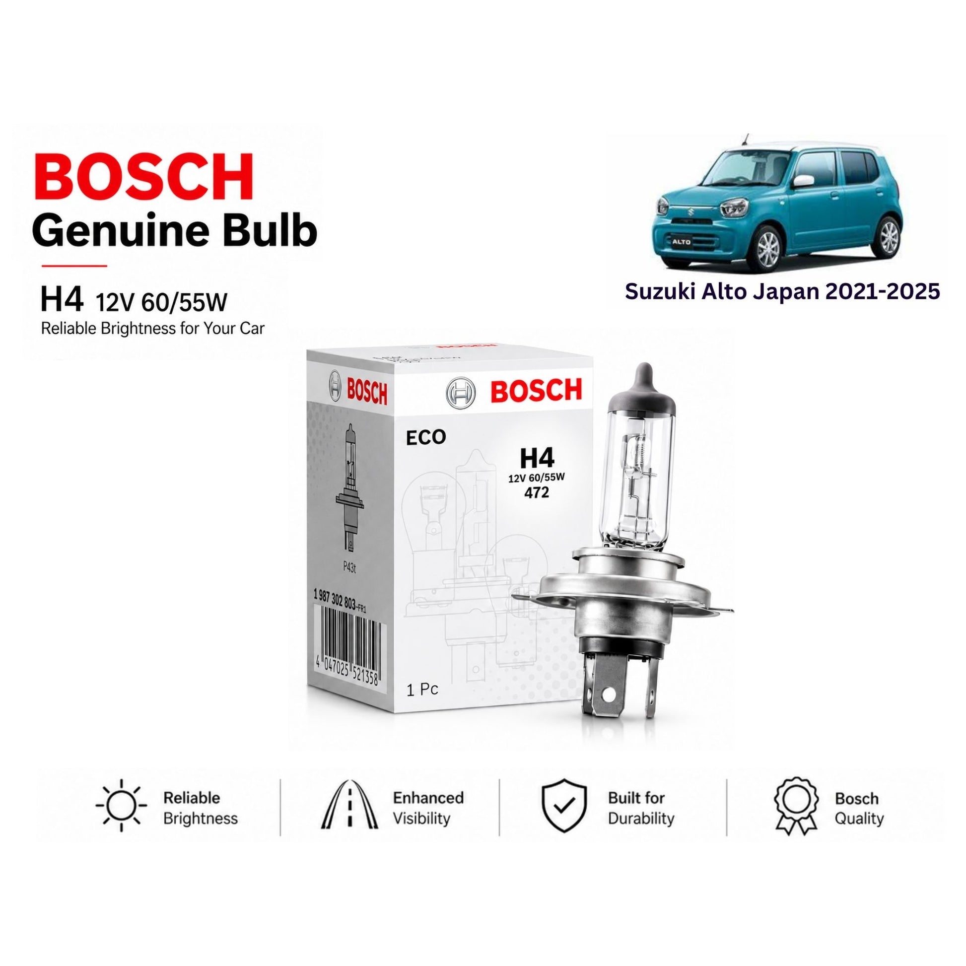 Suzuki Alto Japan 2021-2025 Headlight Bulb Bosch in Pakistan 