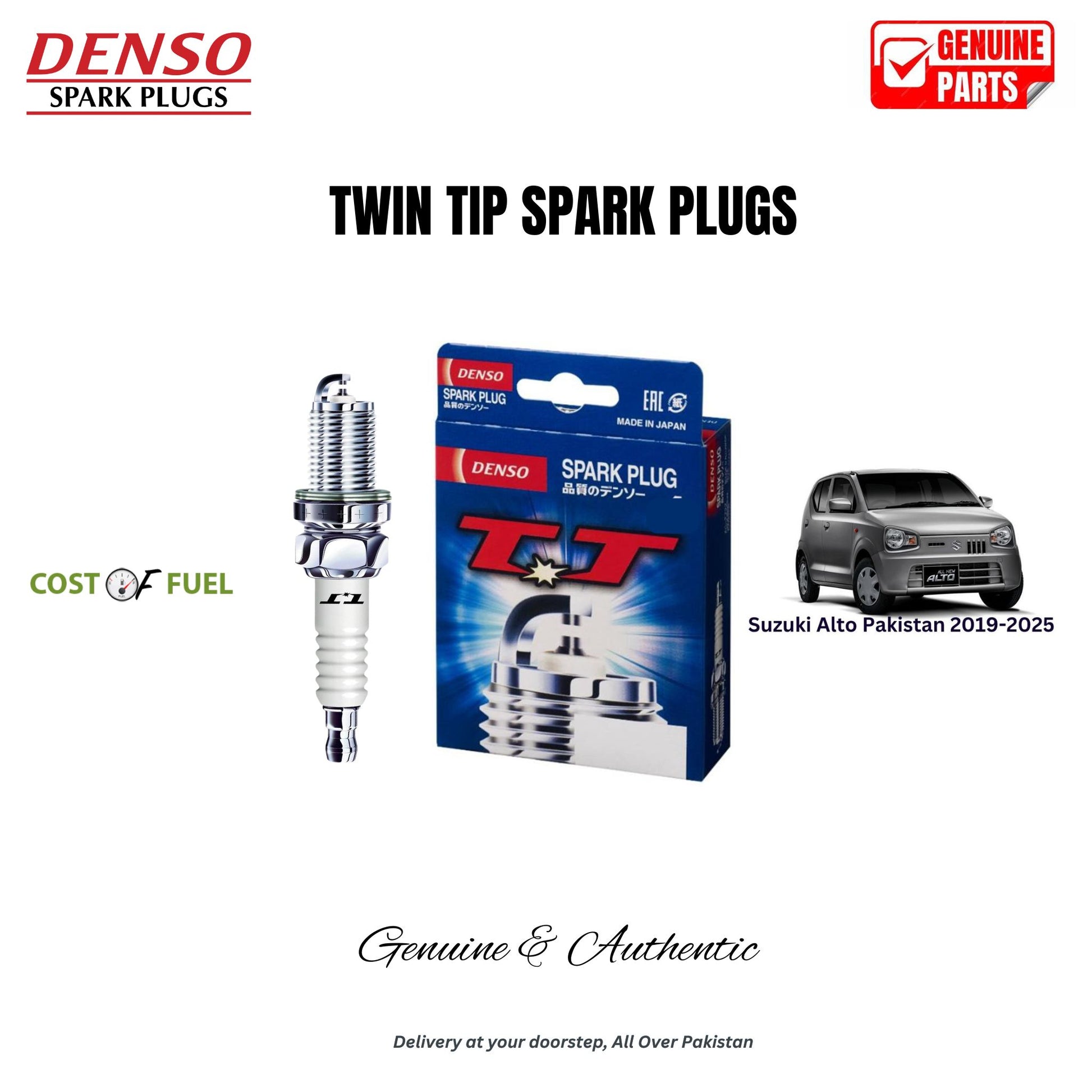 Suzuki Alto Pakistan 2019-2025 DENSO Twin Tip Spark Plugs 3pcs in Pakistan – genuine replacement, better mileage and smooth performance