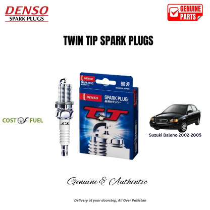 Suzuki Baleno 2002-2005 DENSO Twin Tip Spark Plugs 4pcs in Pakistan – genuine replacement, better mileage and smooth performance