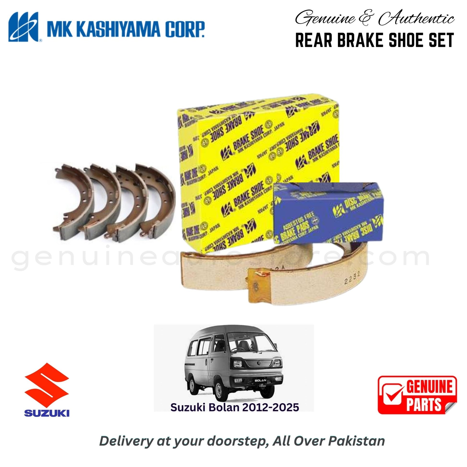 Suzuki Bolan 2012-2025 MK JAPAN REAR BRAKE SHOE SET in Pakistan. 100% Genuine, Reliable, Best Price, Cash on Delivery Available