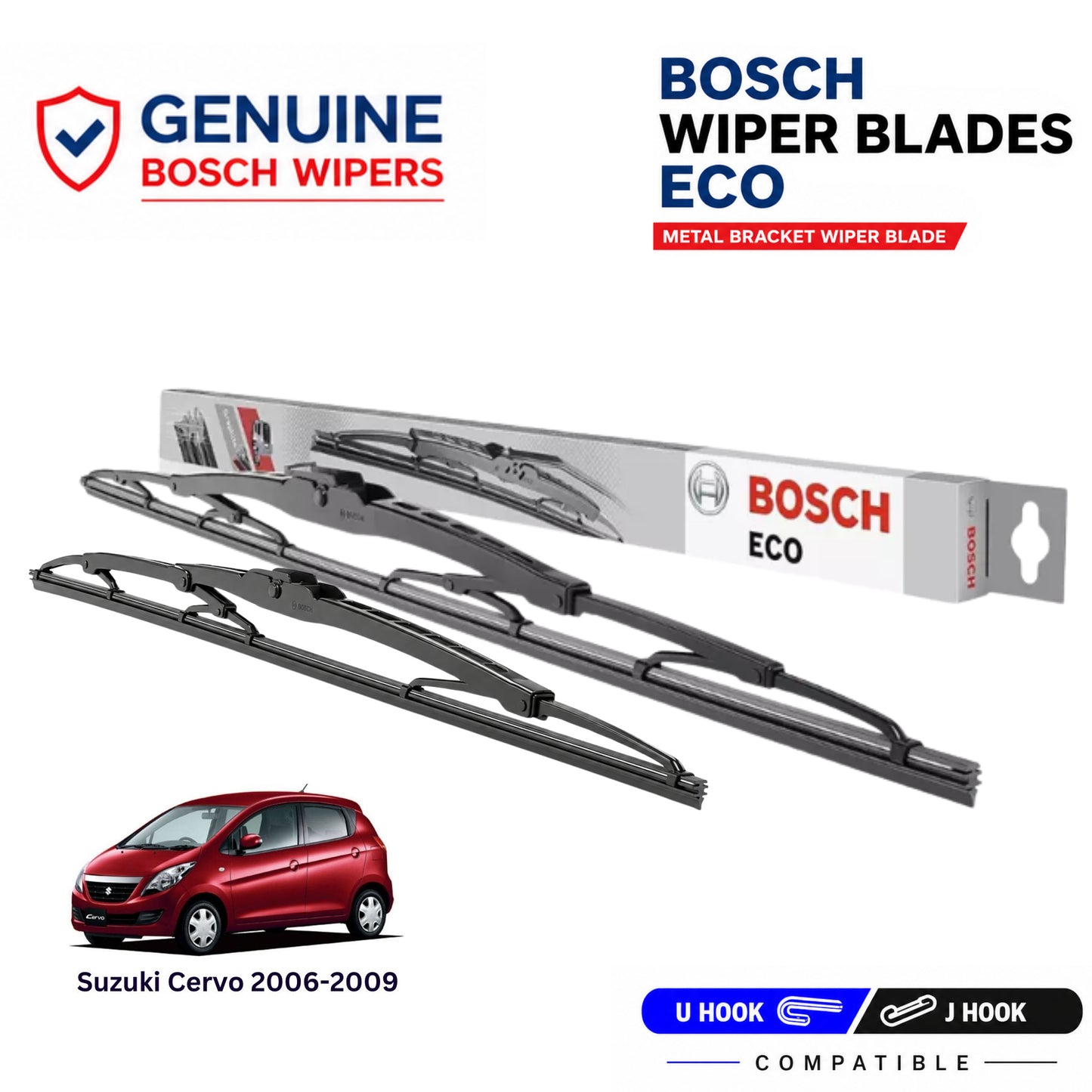 Bosch Genuine metal front wiper set for Suzuki Cervo 2006-2009, pair of two