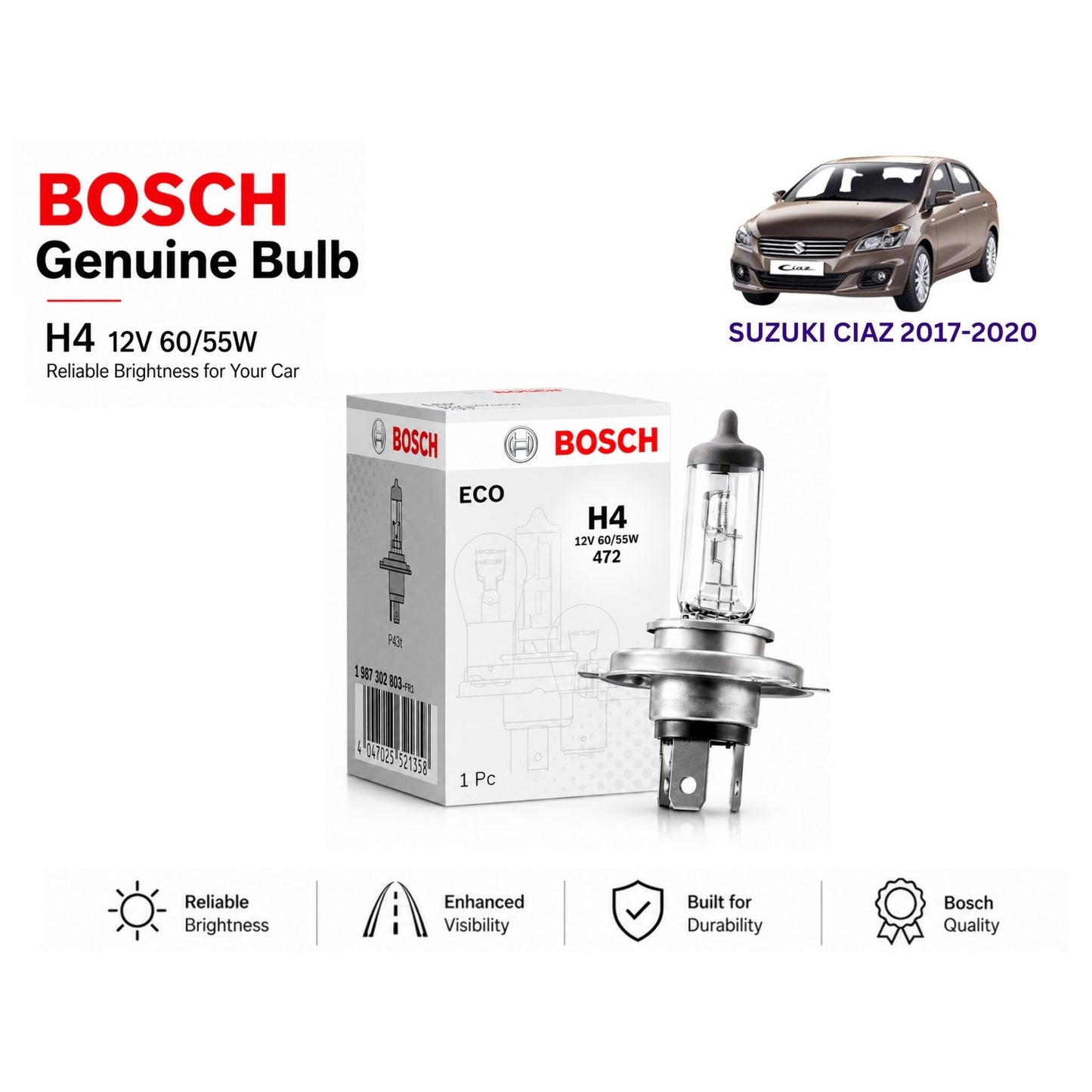 Suzuki Ciaz 2017-2020 Headlight Bulb Bosch in Pakistan