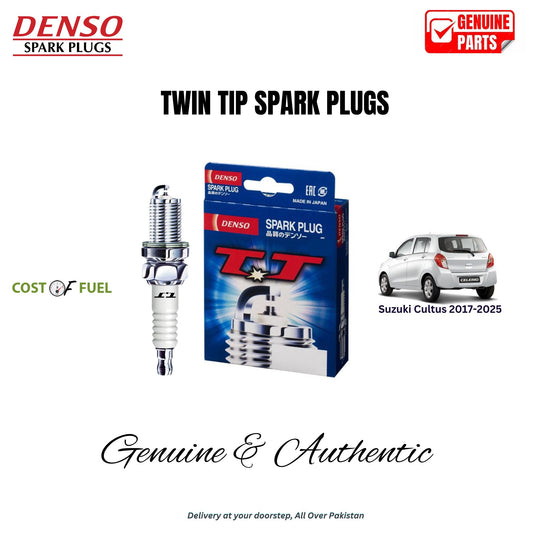 Suzuki Cultus 2017-2025 DENSO Twin Tip Spark Plugs 3pcs in Pakistan – genuine replacement, better mileage and smooth performance