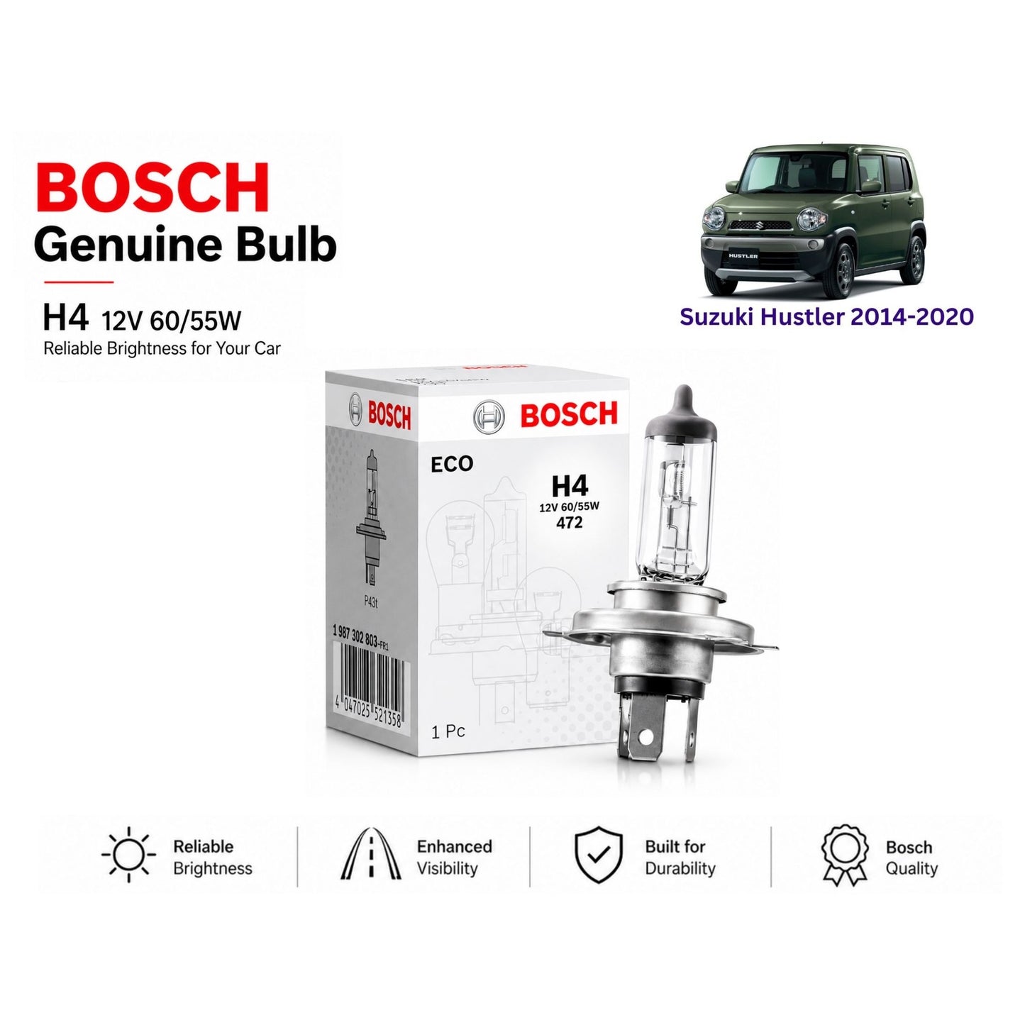 Suzuki Hustler 2014-2020 Headlight Bulb Bosch in Pakistan 