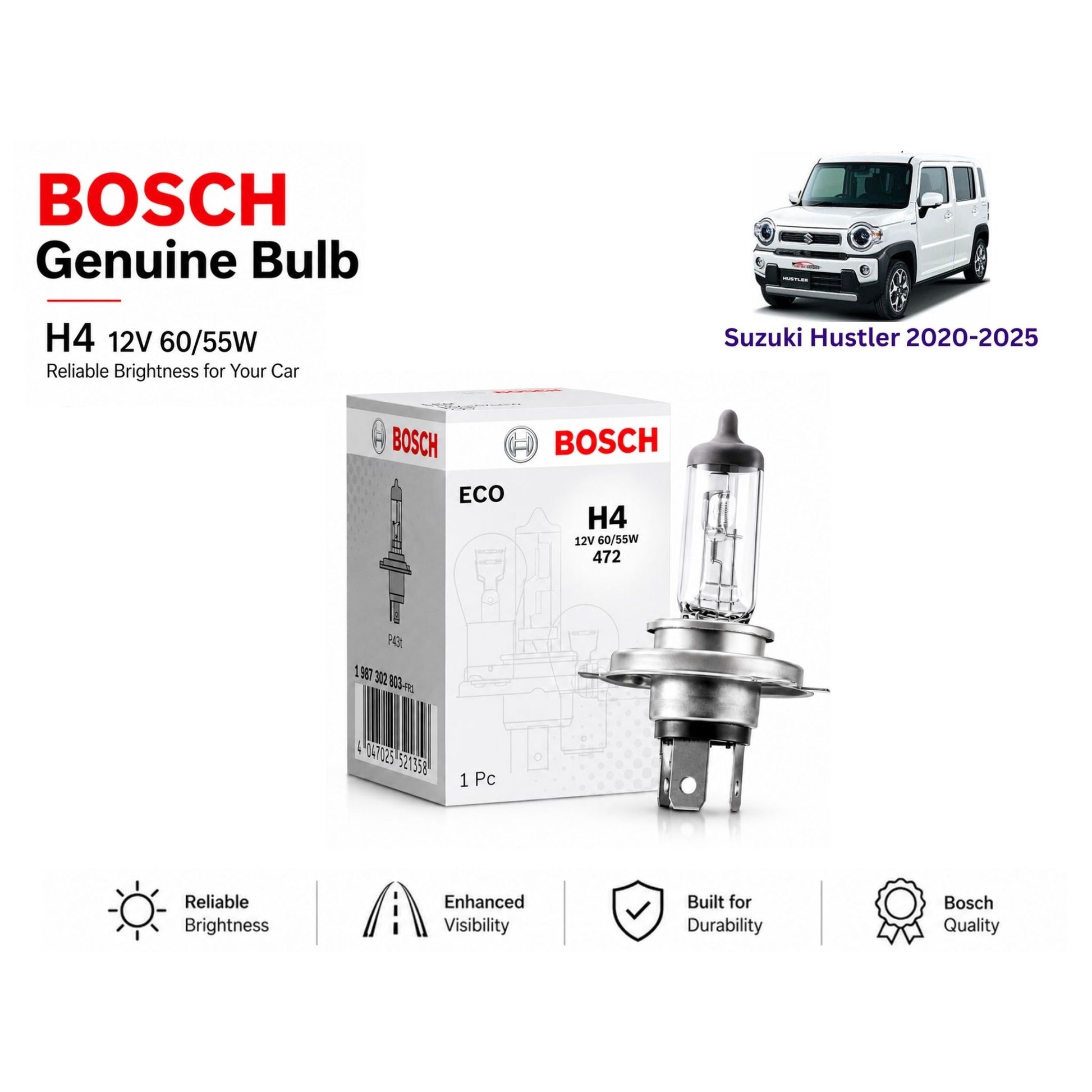 Suzuki Hustler 2020-2025 Headlight Bulb Bosch in Pakistan 