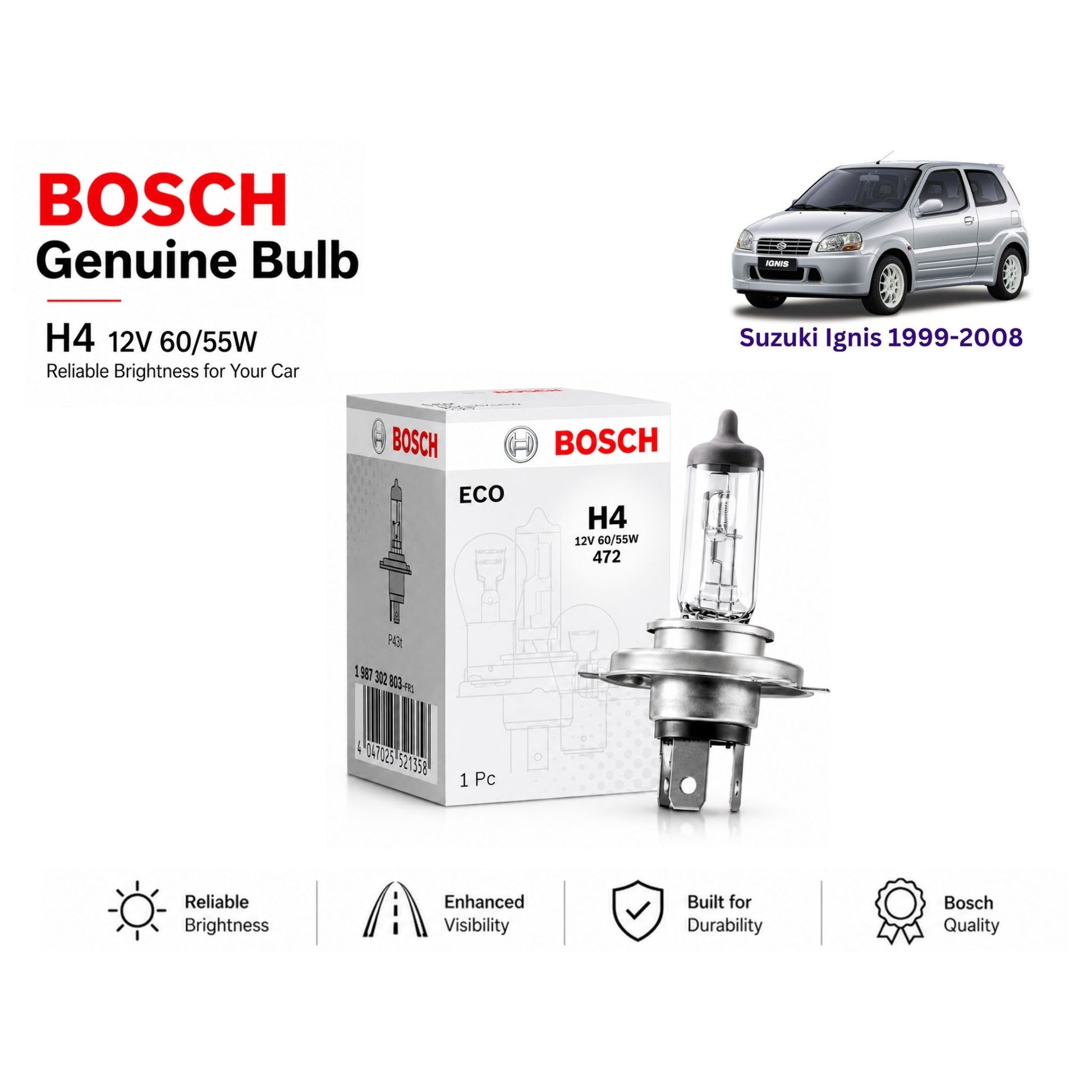 Suzuki Ignis 1999-2008 Headlight Bulb Bosch in Pakistan