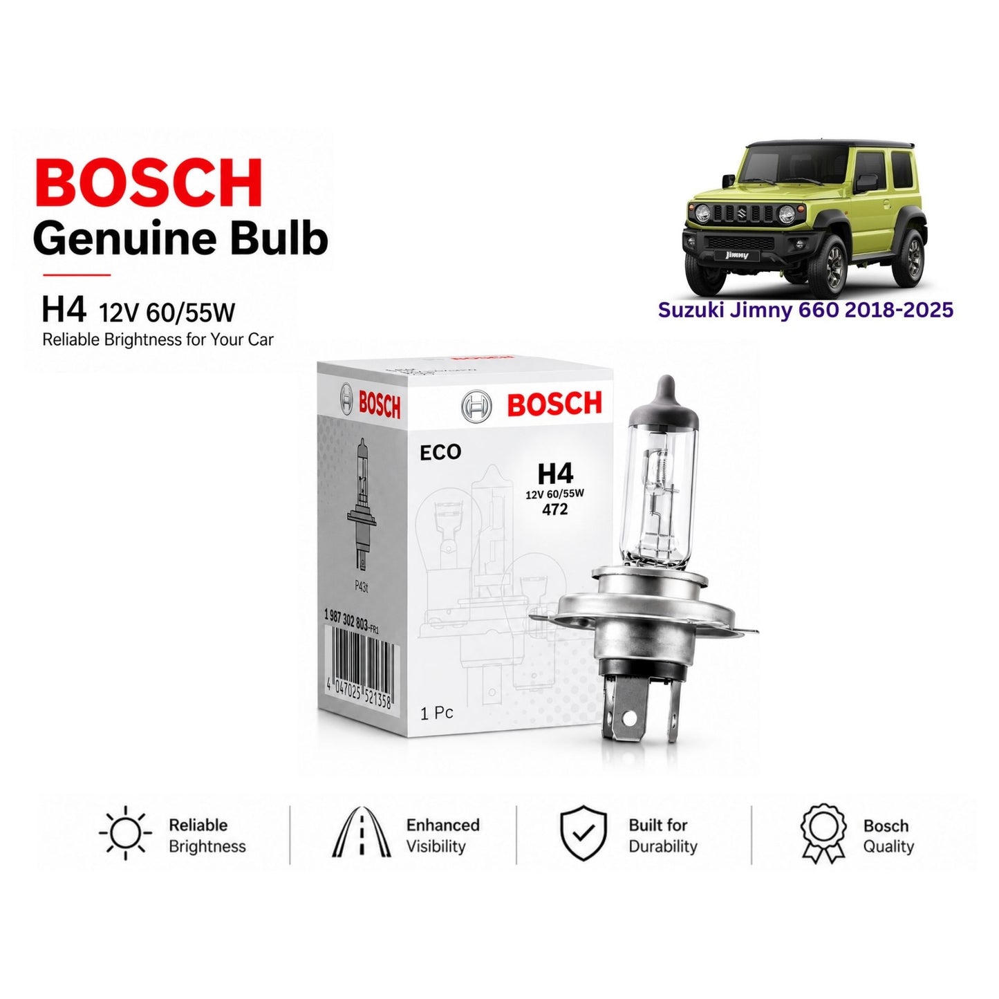 Suzuki Jimny 660 2018-2025 Headlight Bulb Bosch in Pakistan