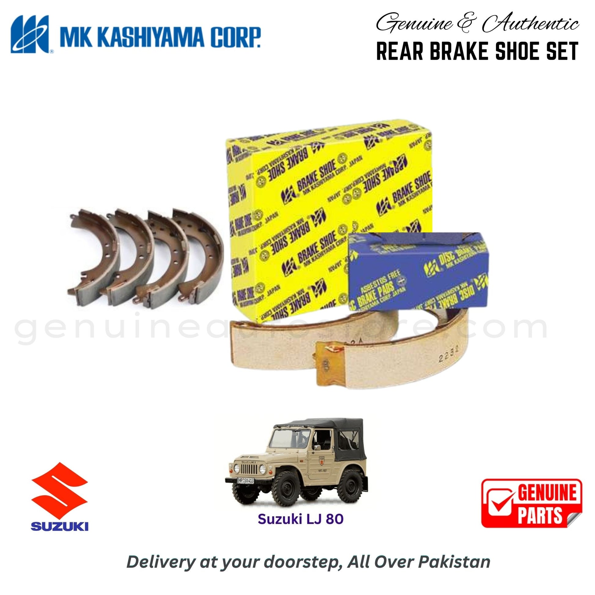 Suzuki LJ 80 MK JAPAN REAR BRAKE SHOE SET in Pakistan. 100% Genuine, Reliable, Best Price, Cash on Delivery Available