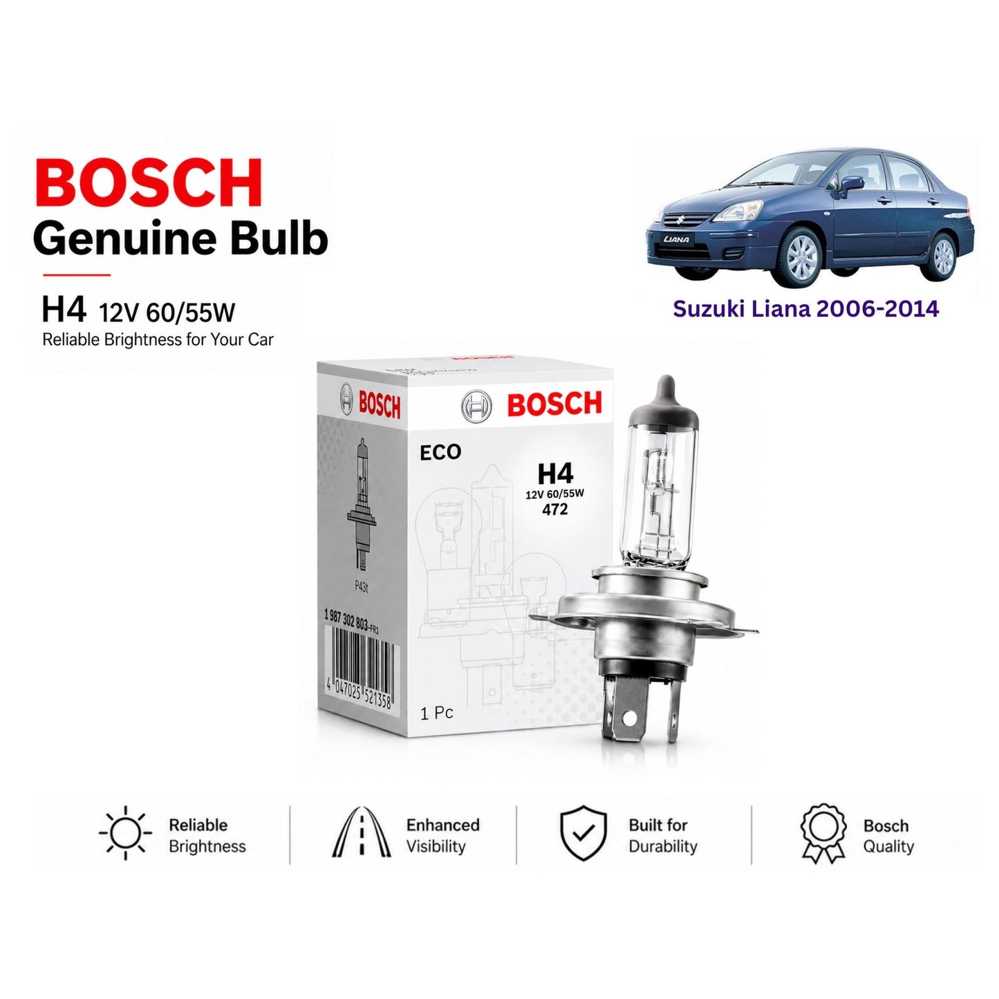 Suzuki Liana 2006-2014 Headlight Bulb Bosch in Pakistan