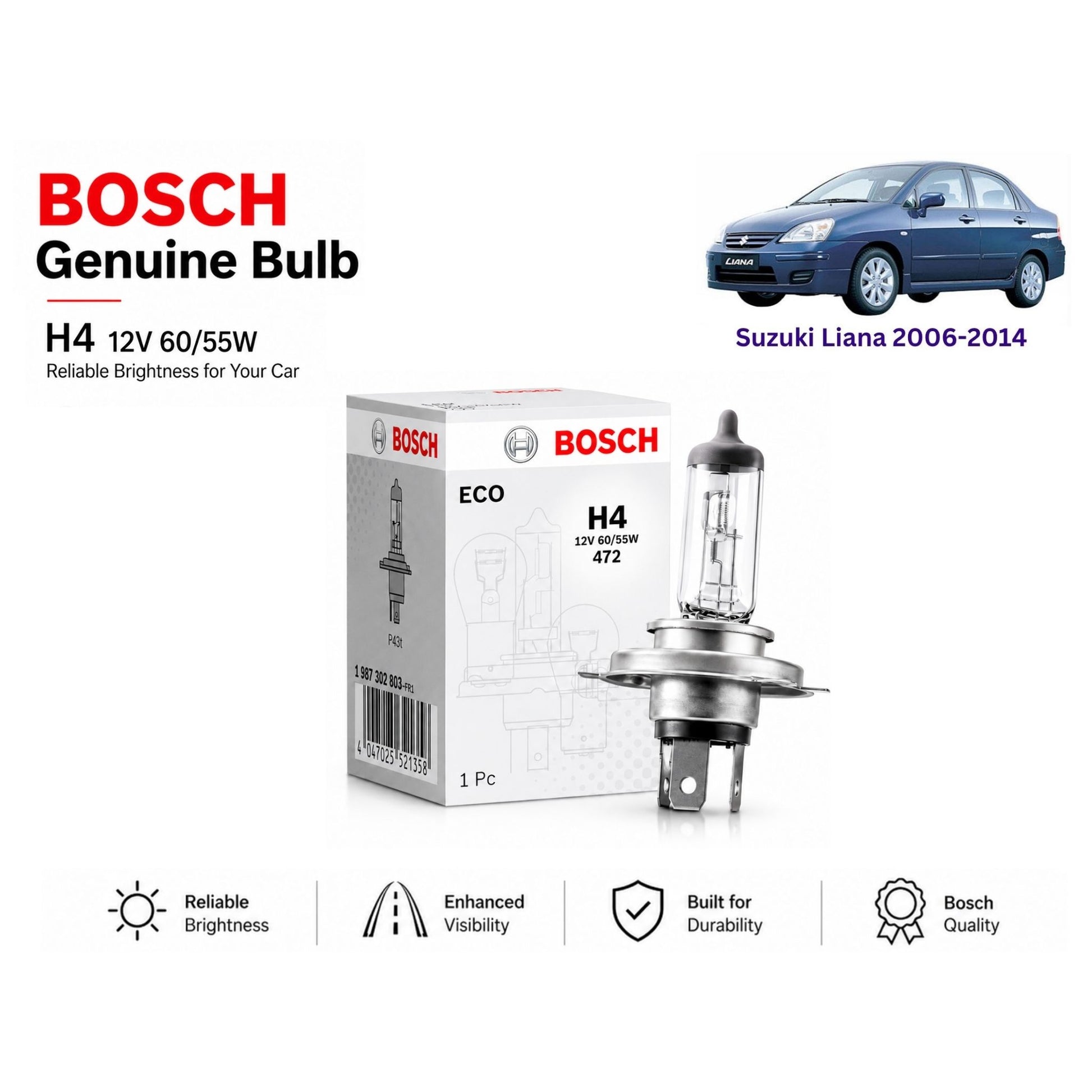 Suzuki Liana 2006-2014 Headlight Bulb Bosch in Pakistan